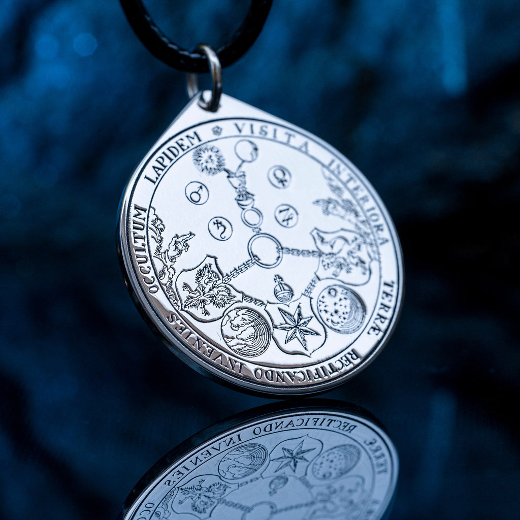 Alchemy Guild Insignia Pendant: V.I.T.R.I.O.L. Philosopher Stone Amulet