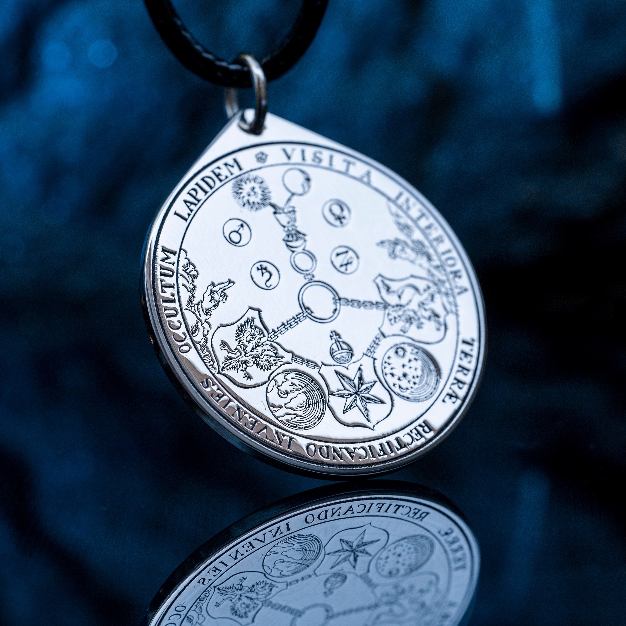 Alchemy Guild Insignia Pendant: V.I.T.R.I.O.L. Philosopher Stone Amulet