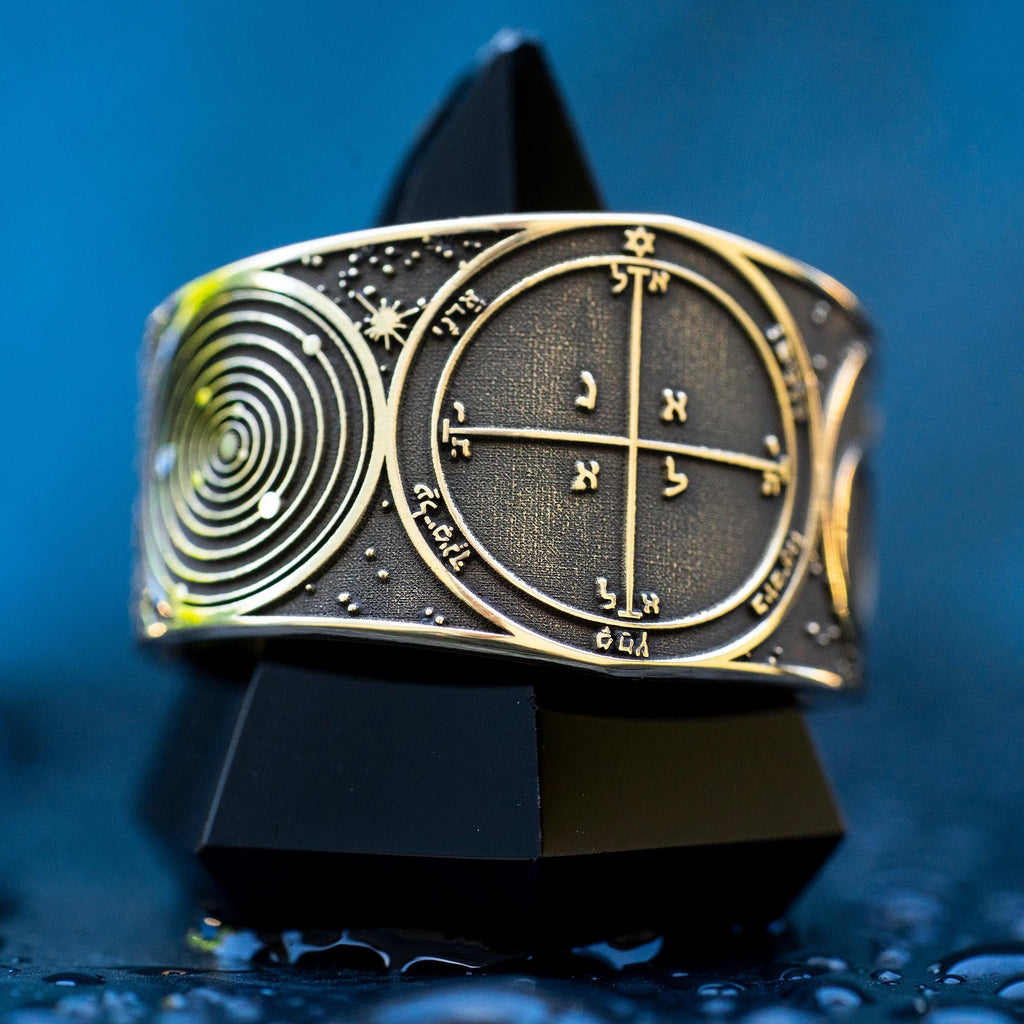 Goetia Fourth Pentacle of Mars Brass Ring: Kabbalah Seal of Solomon Amulet