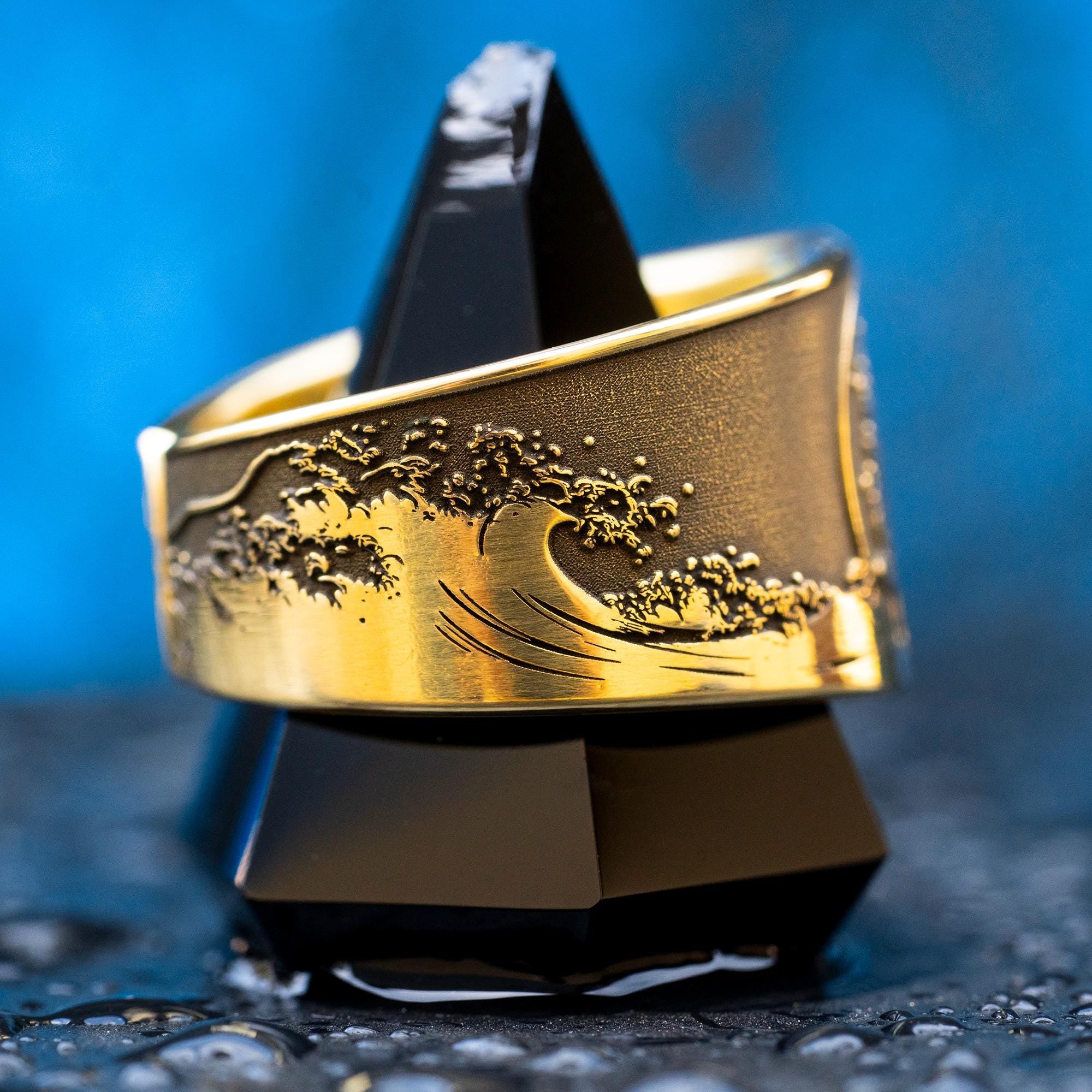 Alchemical Water Symbol Brass Ring: Intuition, Healing Talisman