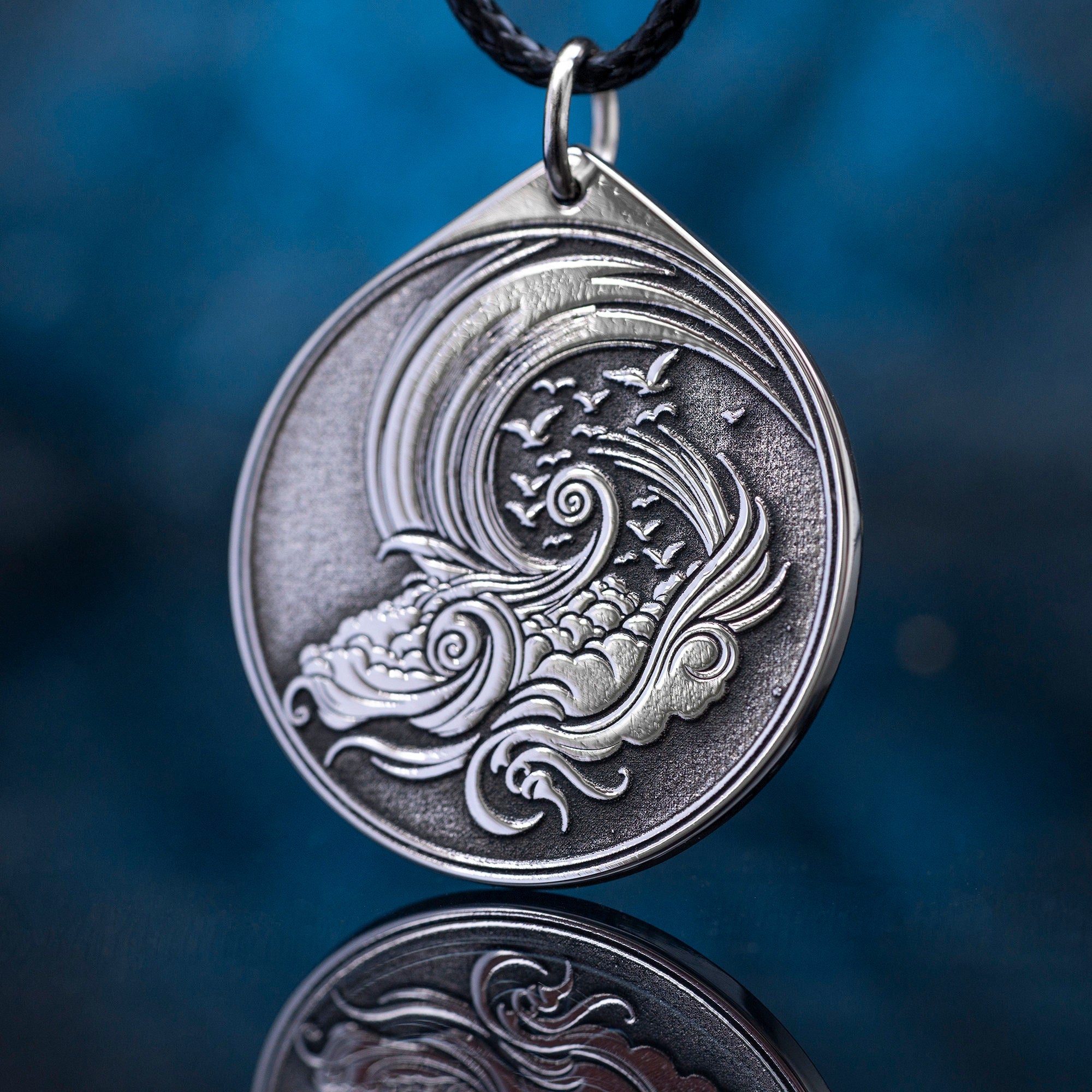 Air Element Stainless Steel Pendant: Alchemy Kabbalah Amulet