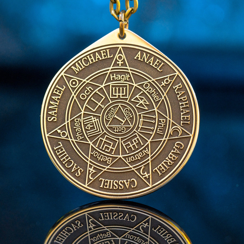 Seven Archangels Brass Amulet Pendant: Solomon Kabbalah Occult