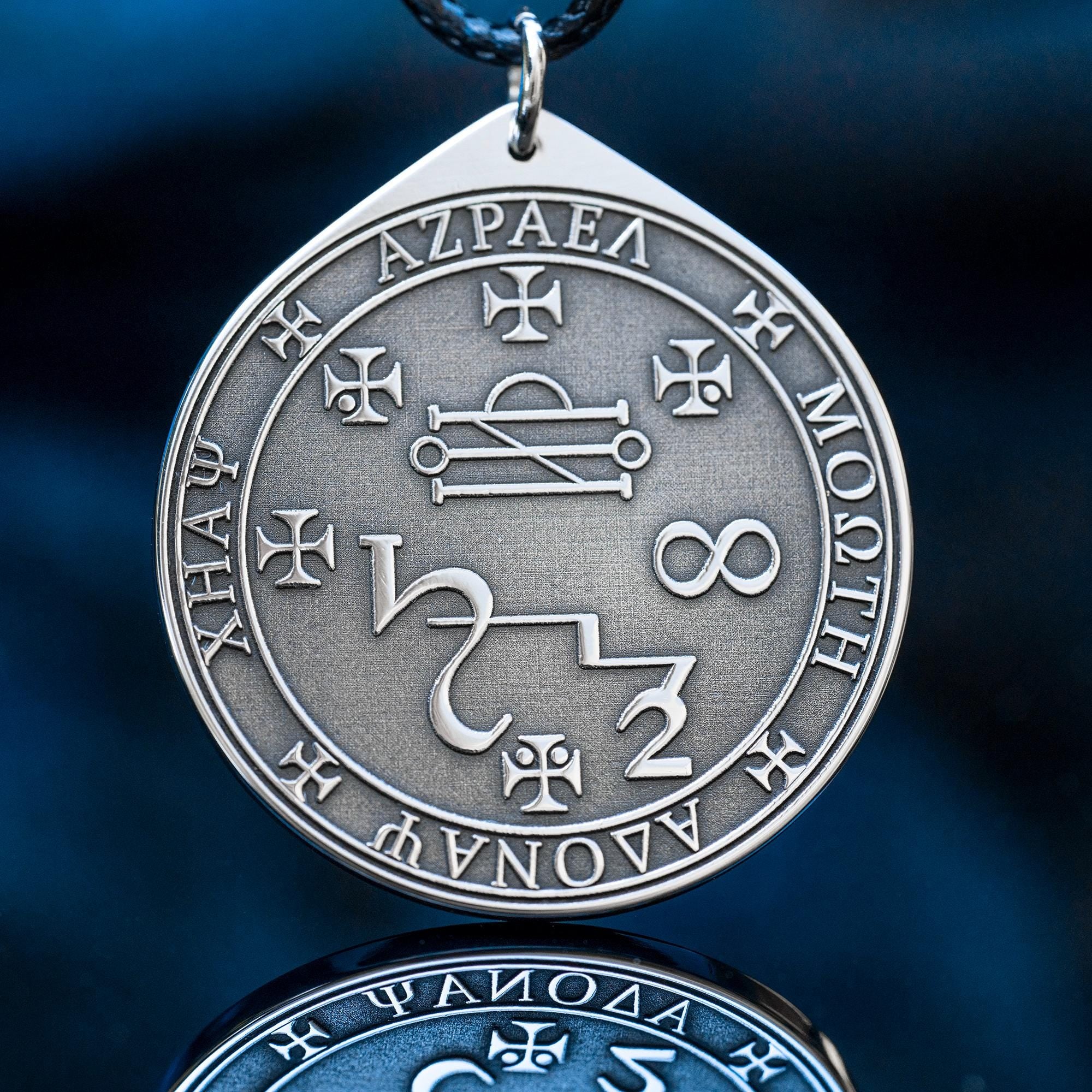 Azrael Seal Pendant: Archangel of Death and Transition, Goetia Kabbalah Amulet Talisman