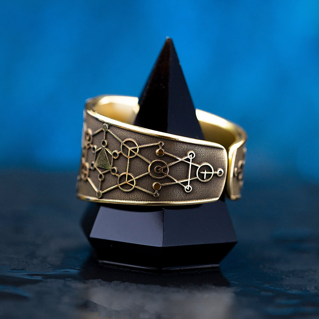 Archangel Metatron Seal Ring: Adjustable Brass Kabbalah Amulet