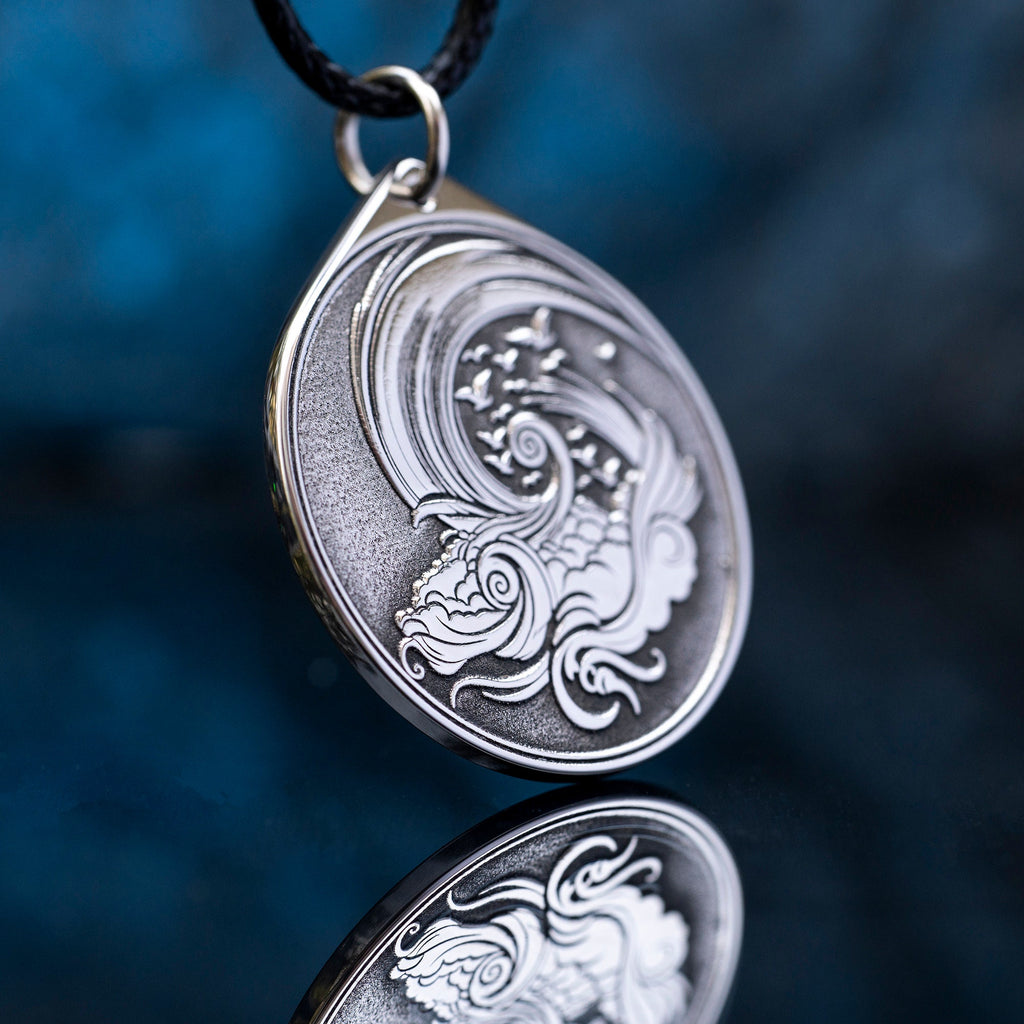 Air Element Stainless Steel Pendant: Alchemy Kabbalah Amulet