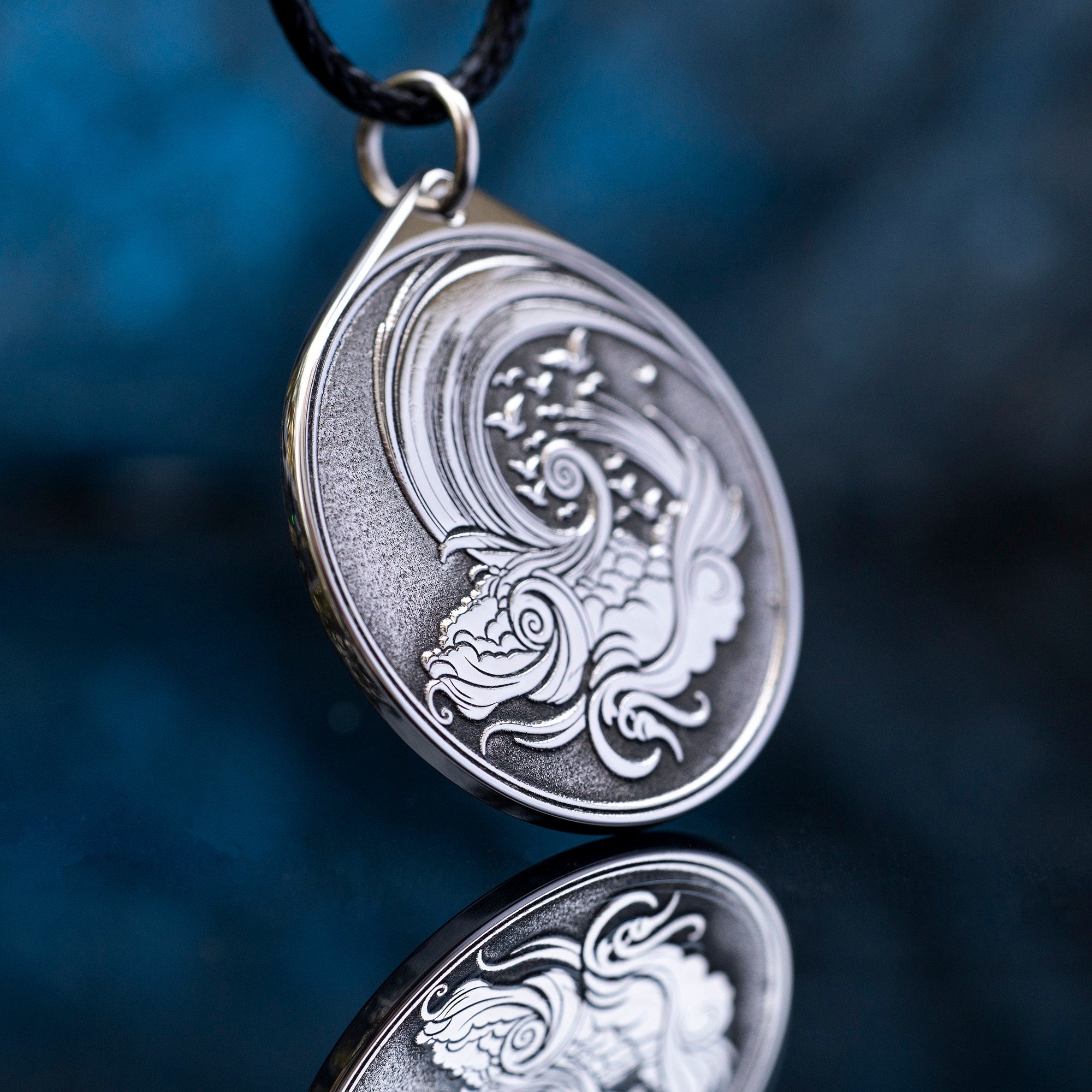 Air Element Stainless Steel Pendant: Alchemy Kabbalah Amulet