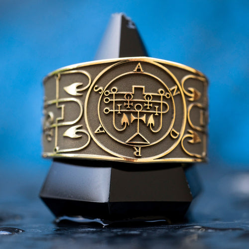 Andras seal ring with Ars Goetia demon sigil engraved as a dark occult talisman