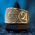 Second Pentacle of Jupiter ring with engraved Solomon seal associated with glory, honor, riches, and tranquility