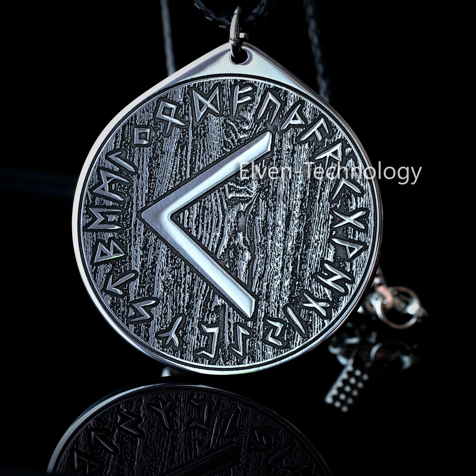 Viking Cunning Kenaz Rune pendant in Wheel of Universe North Celtic amulet Elder Futhark talisman occult magic