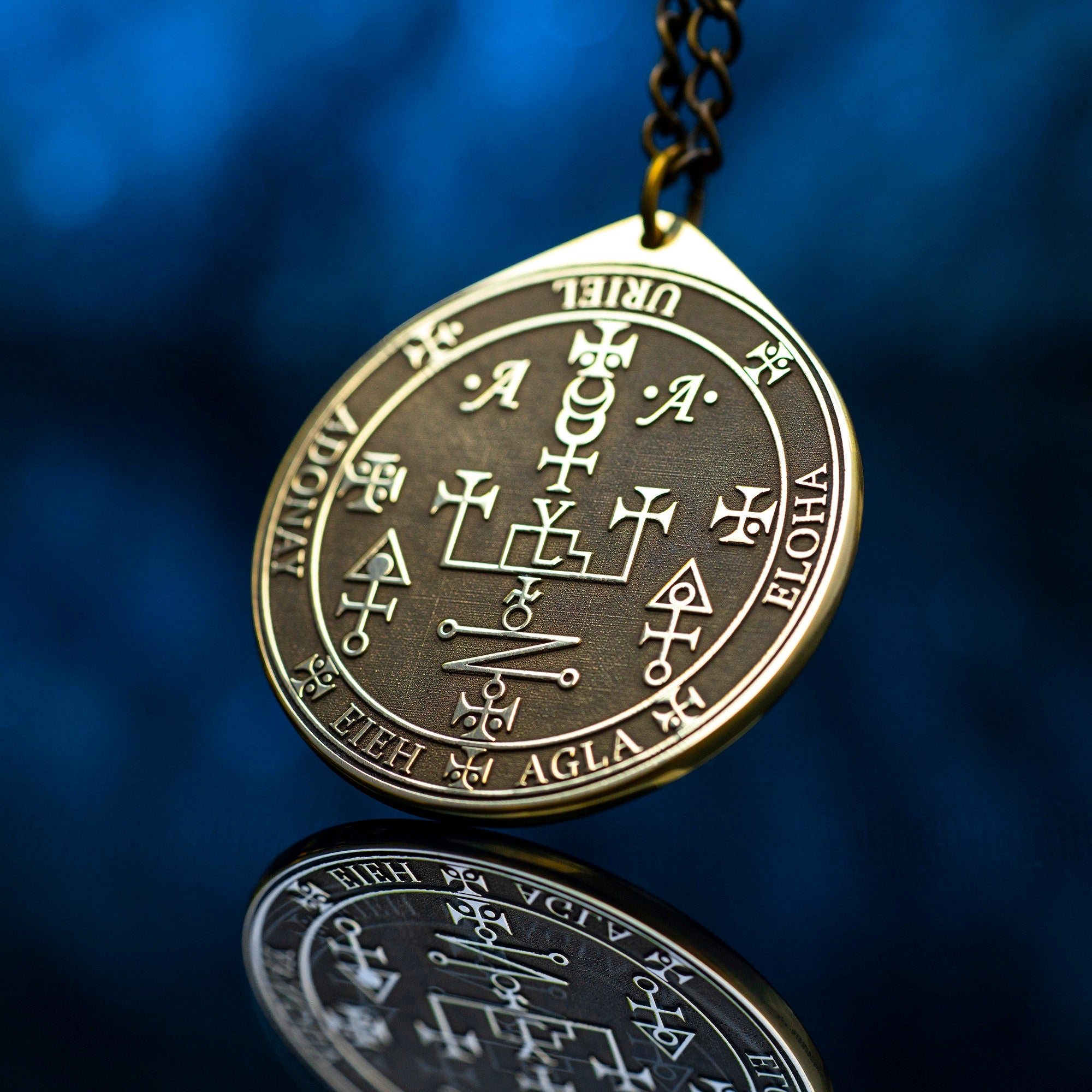 Archangel Uriel Seal Pendant: Spirit of Vitality and Medicine, Goetia Solomon Kabbalah Amulet