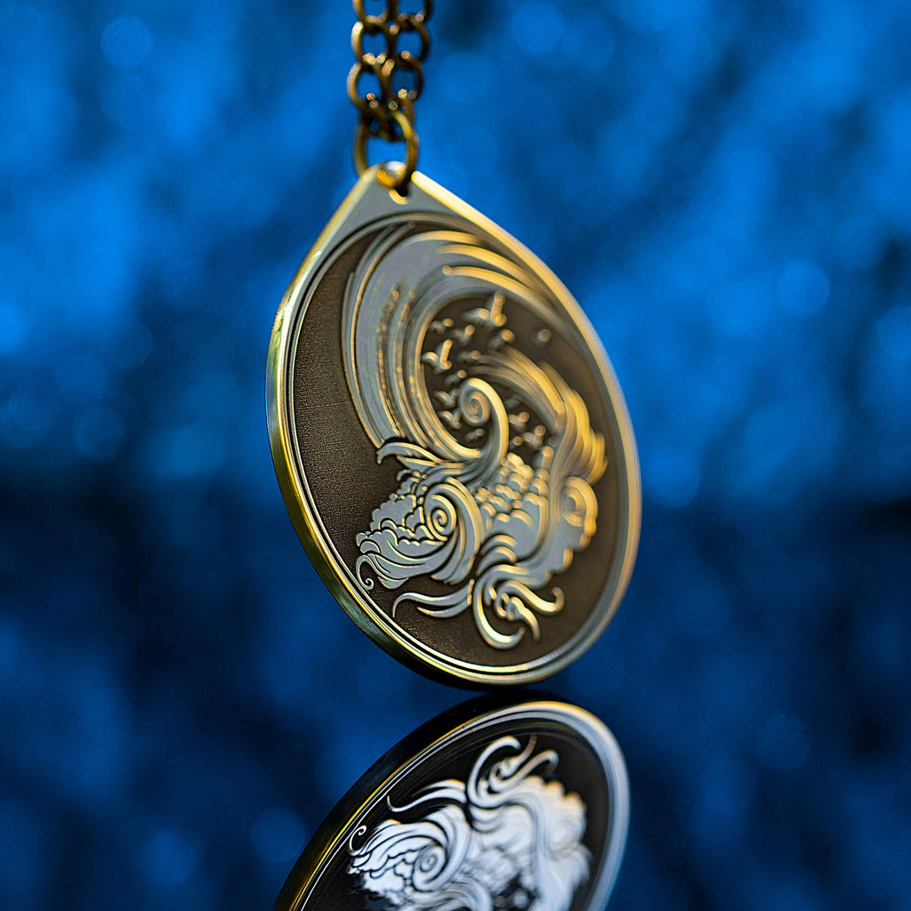 Air Element Brass Pendant: Alchemy Kabbalah Amulet