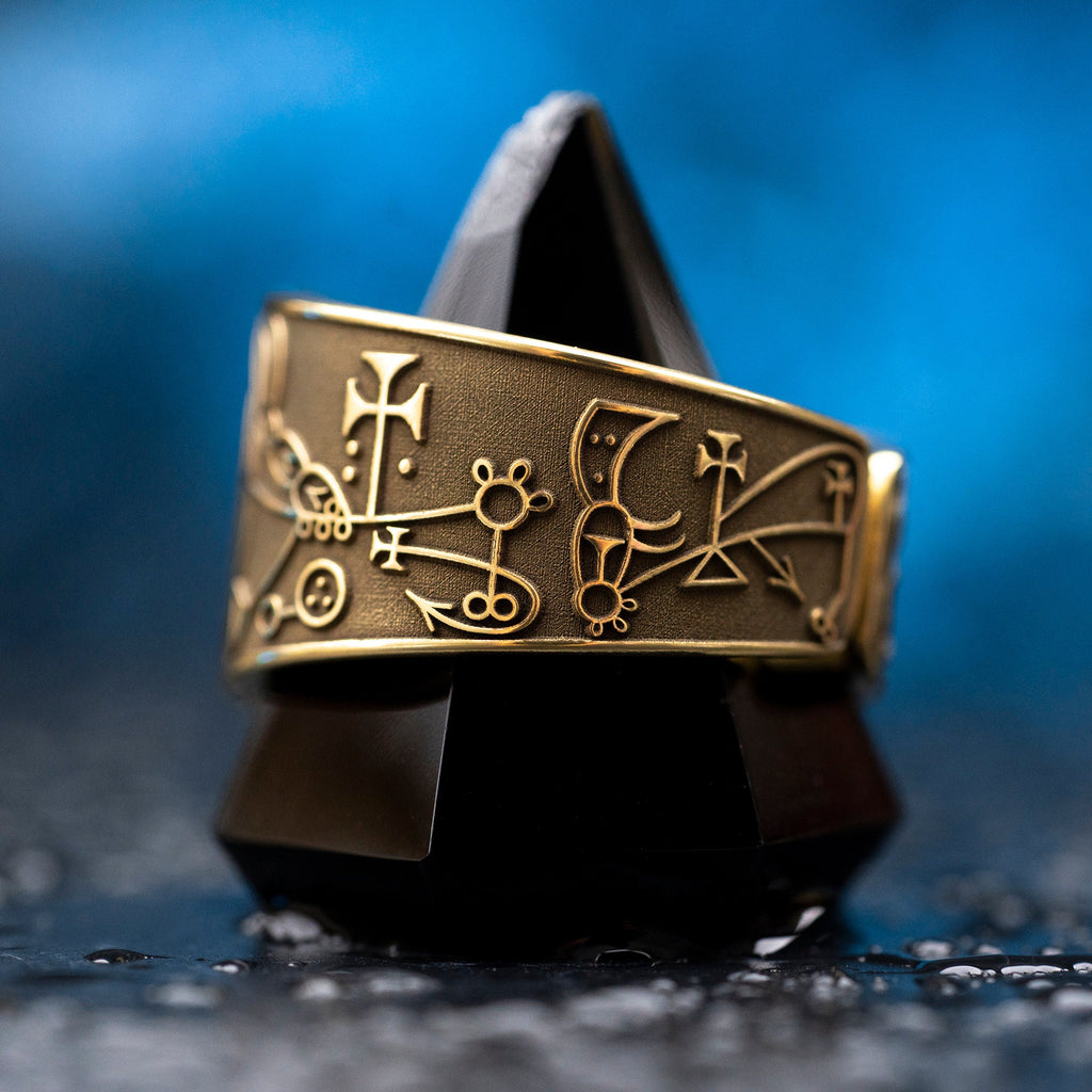 Duke Bune Brass Ring: Lesser Key of Solomon Seal, Adjustable