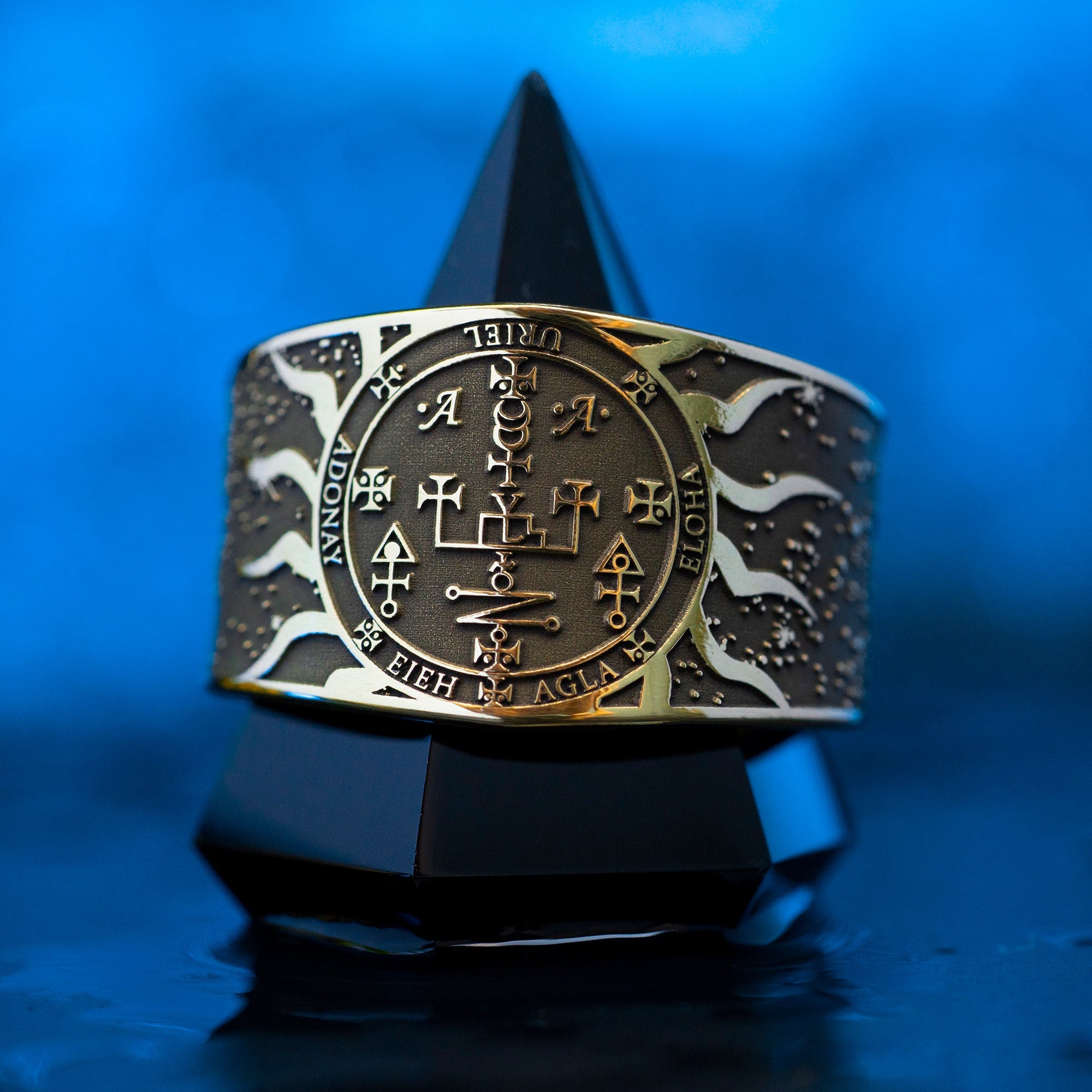 Archangel Uriel Brass Ring: Seal of Solomon Kabbalah Amulet