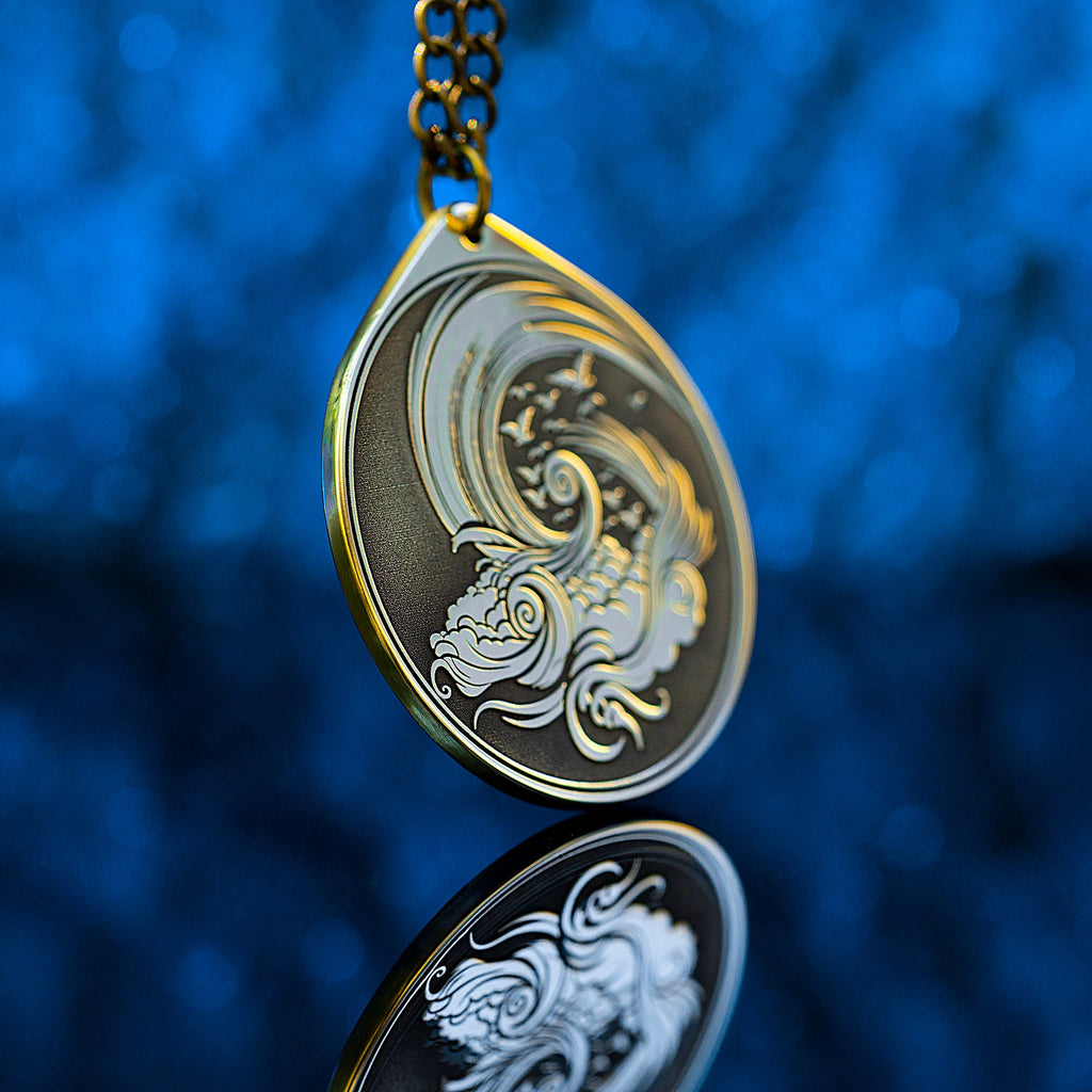 Air Element Brass Pendant: Alchemy Kabbalah Amulet