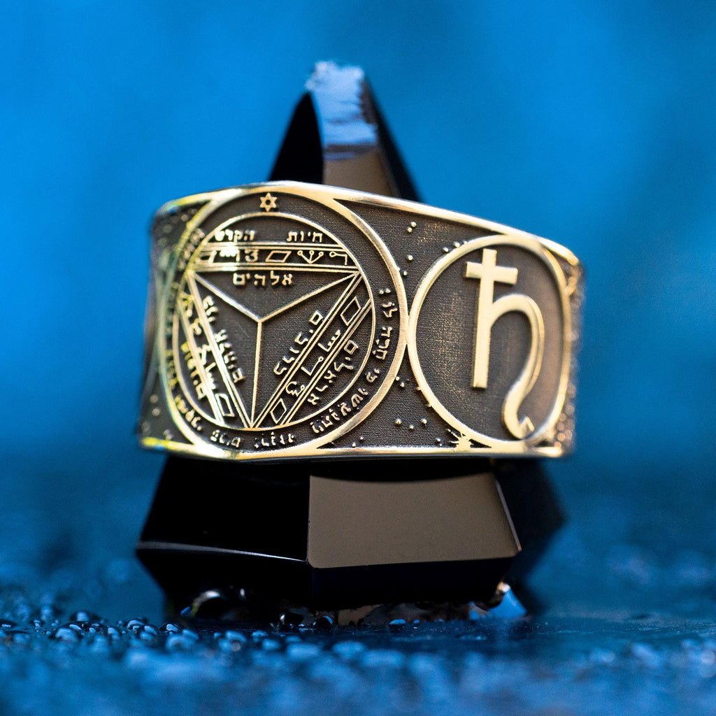Goetia Seventh Pentacle of Saturn Ring: Solomon Kabbalah Amulet Talisman