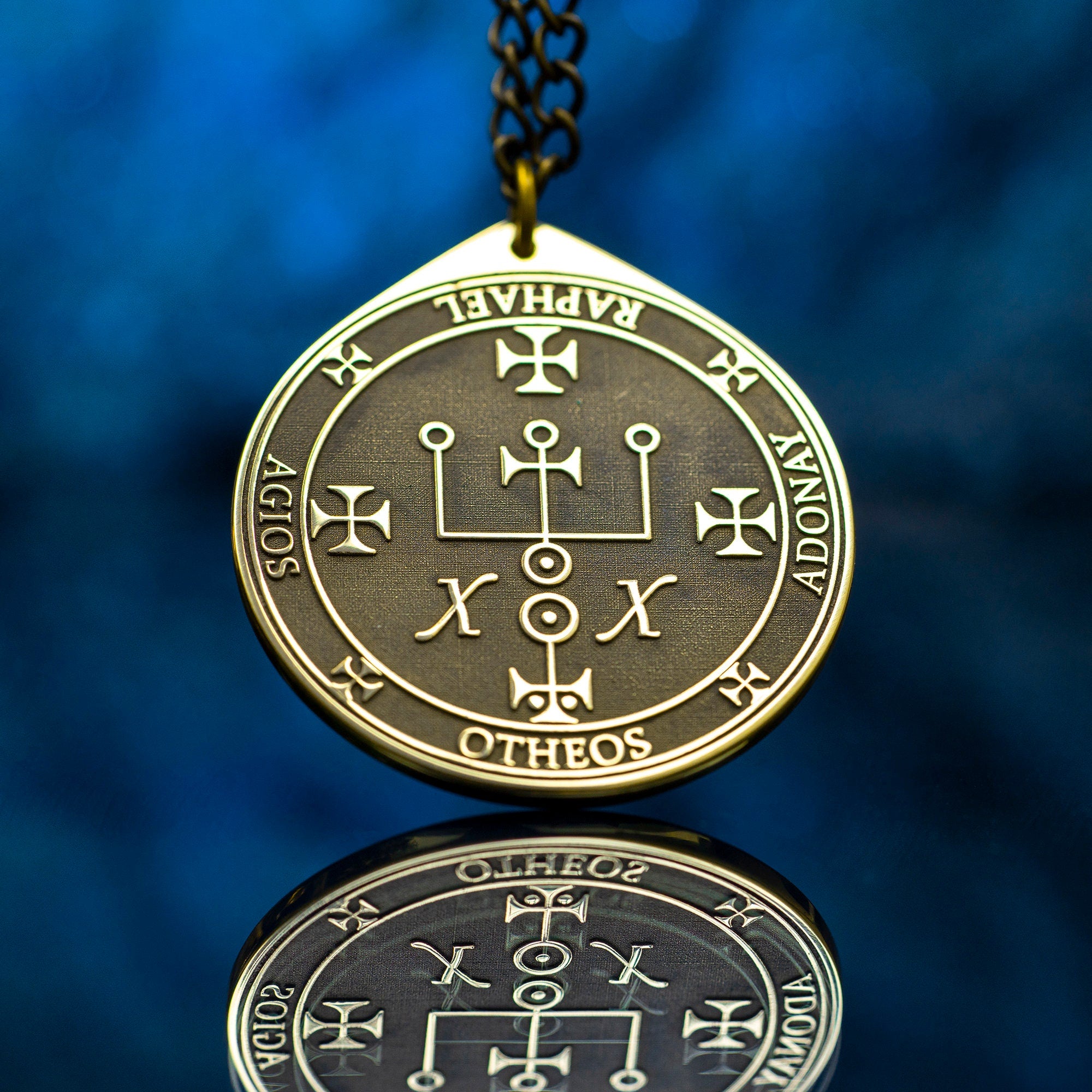 Archangel Raphael Pendant: Seal of Solomon Kabbalah Amulet
