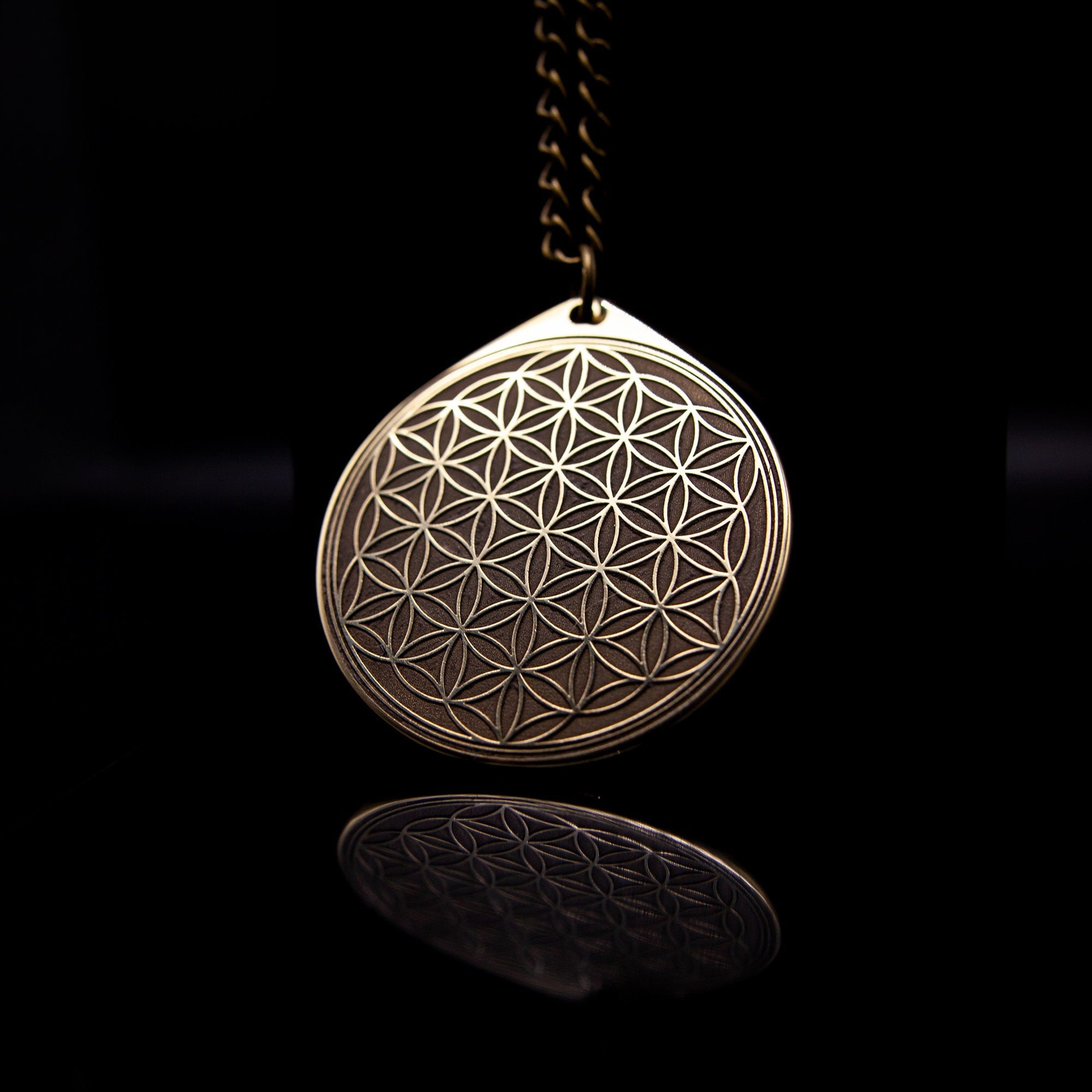Flower of Life Brass Pendant: Goetia Kabbalah Amulet Talisman