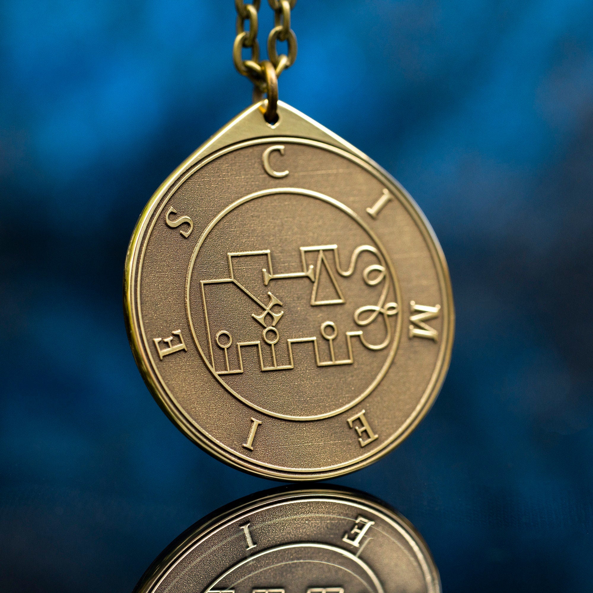 Cimeies Seal Pendant: Brass Occult Talisman, Lesser Key of Solomon