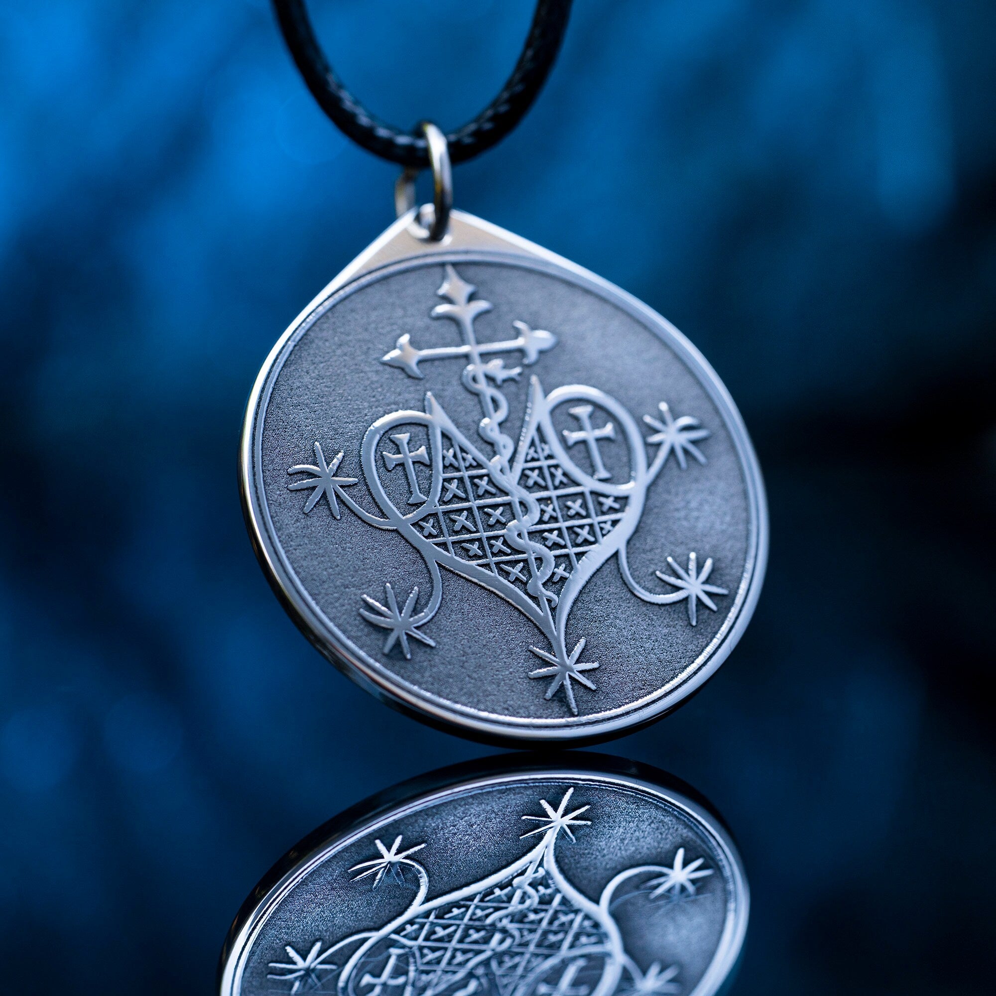 Marie Laveau Veve Pendant: Sacred Voodoo Symbol of Wisdom and Protection, Occult talisman