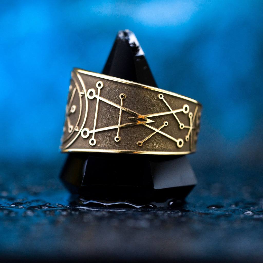 Azazel Brass Ring: Adjustable Solomon Seal Occult Ring
