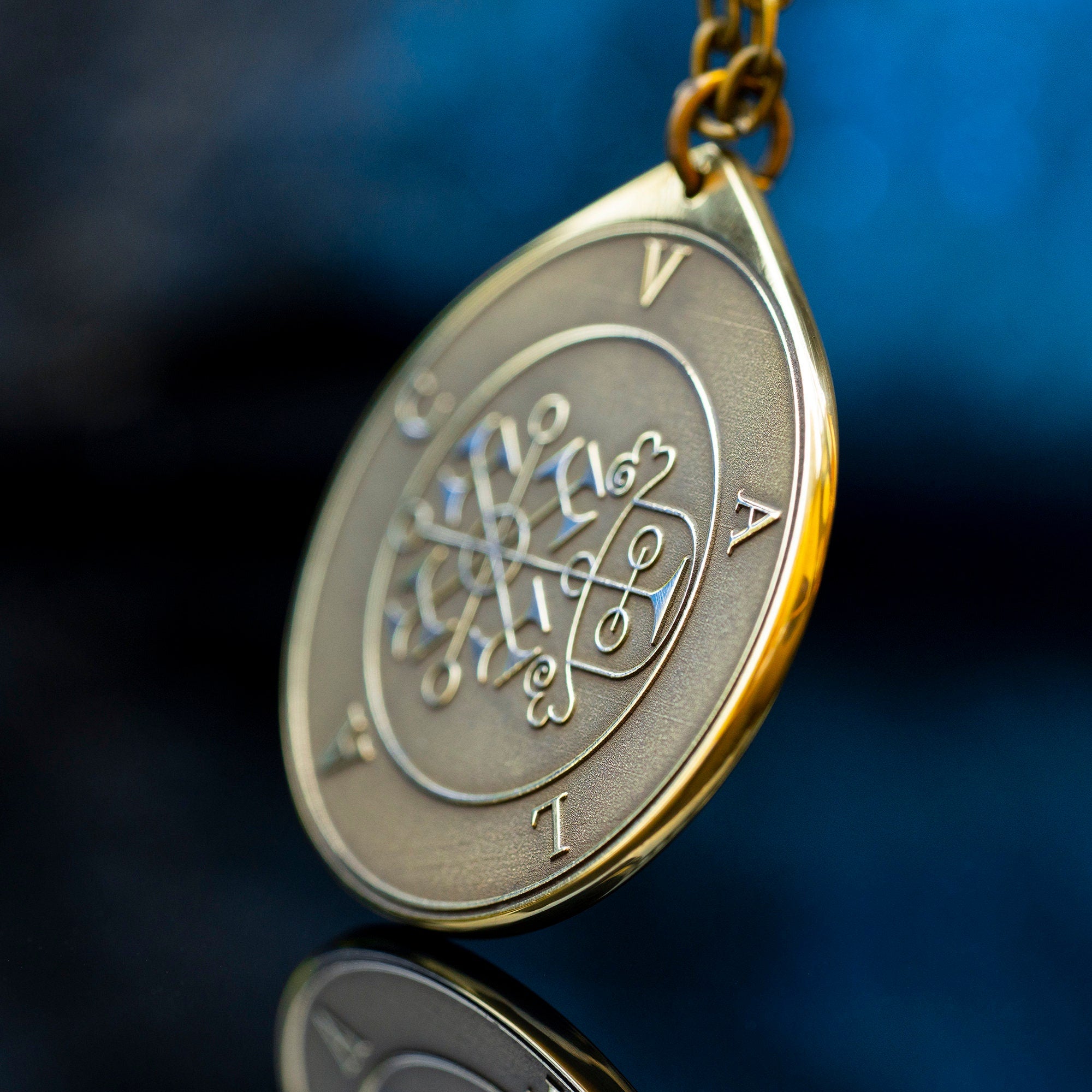 Valac Seal Pendant: Brass Amulet, Kabbalah Occult Talisman