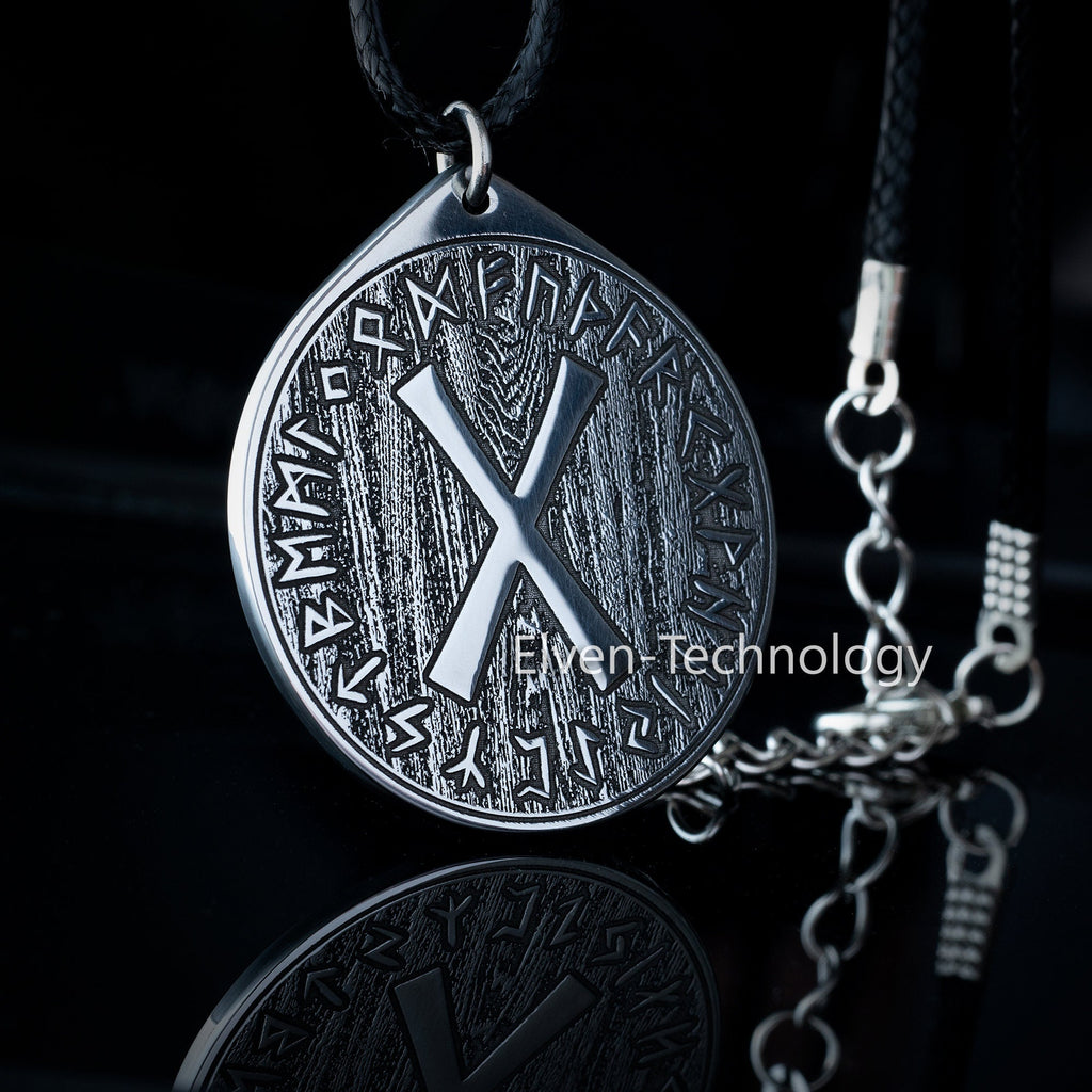Viking Equilibrium Gebo Rune pendant in Wheel of Universe North Celtic amulet Elder Futhark talisman occult magic