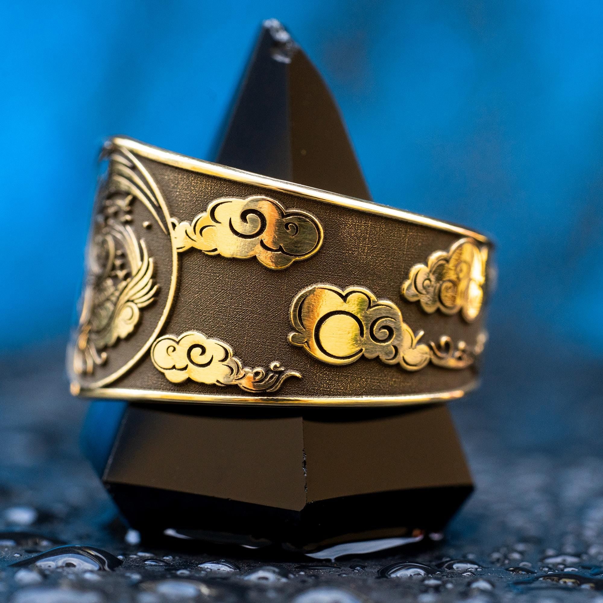 Alchemical Air Symbol Brass Ring: Adjustable Occult Talisman