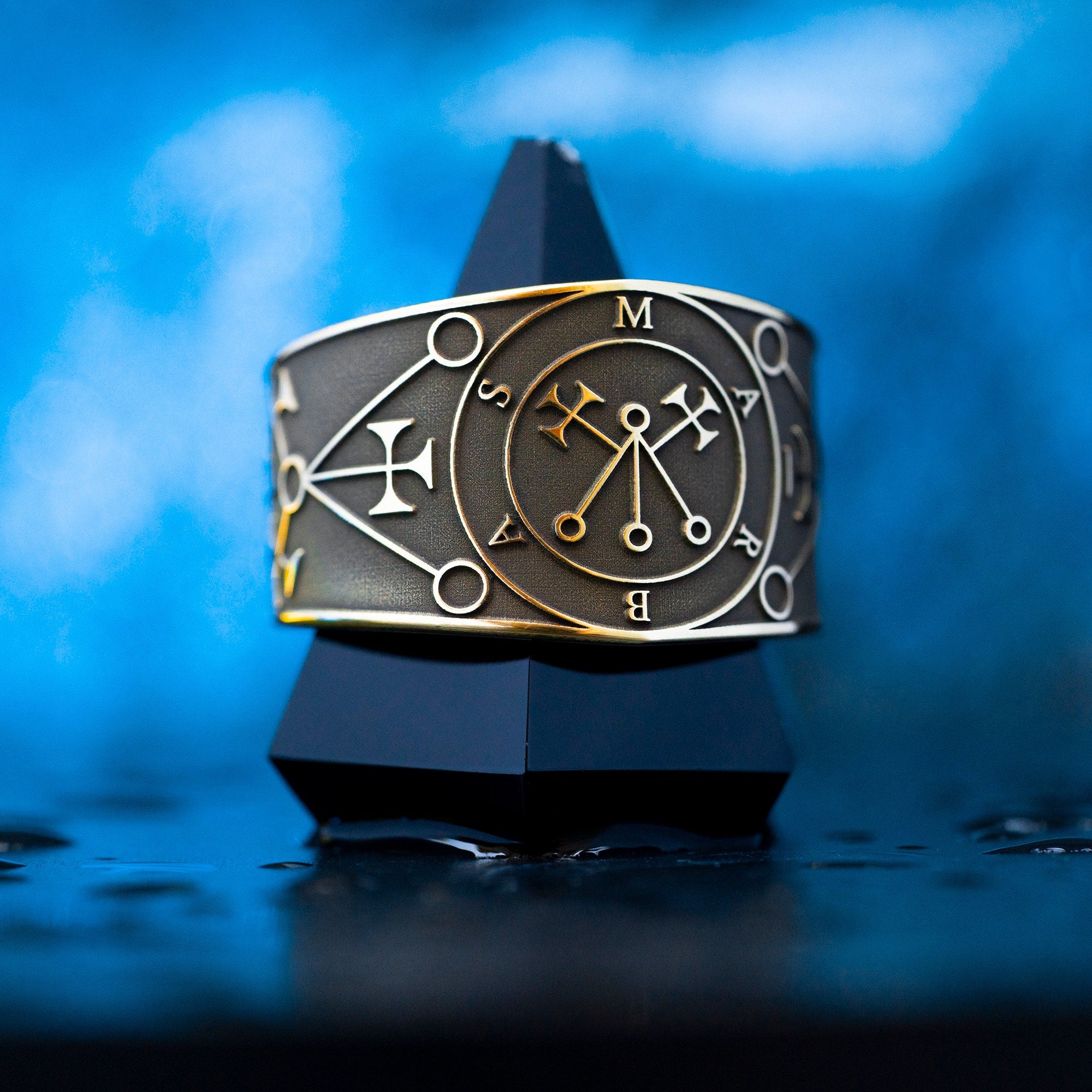 Marbas Seal Ring: Adjustable Brass Occult Jewelry