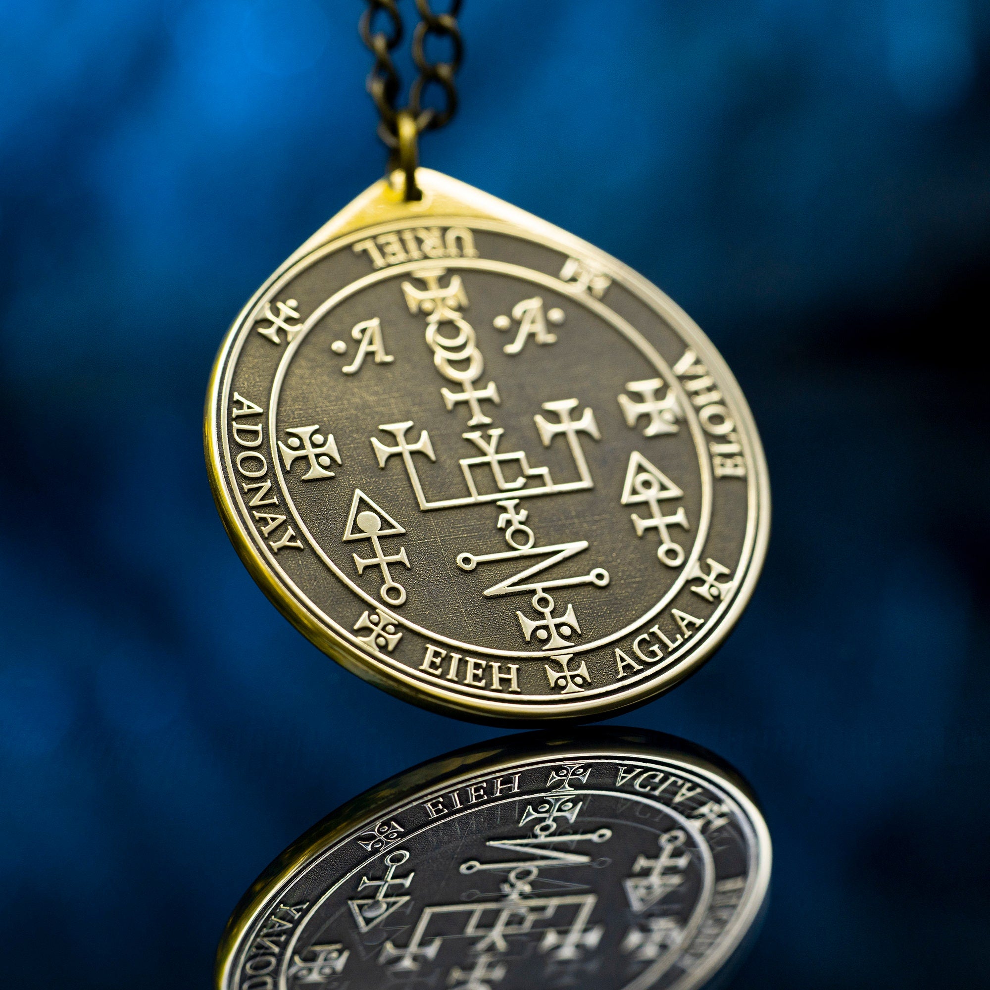 Archangel Uriel Seal Pendant: Spirit of Vitality and Medicine, Goetia Solomon Kabbalah Amulet