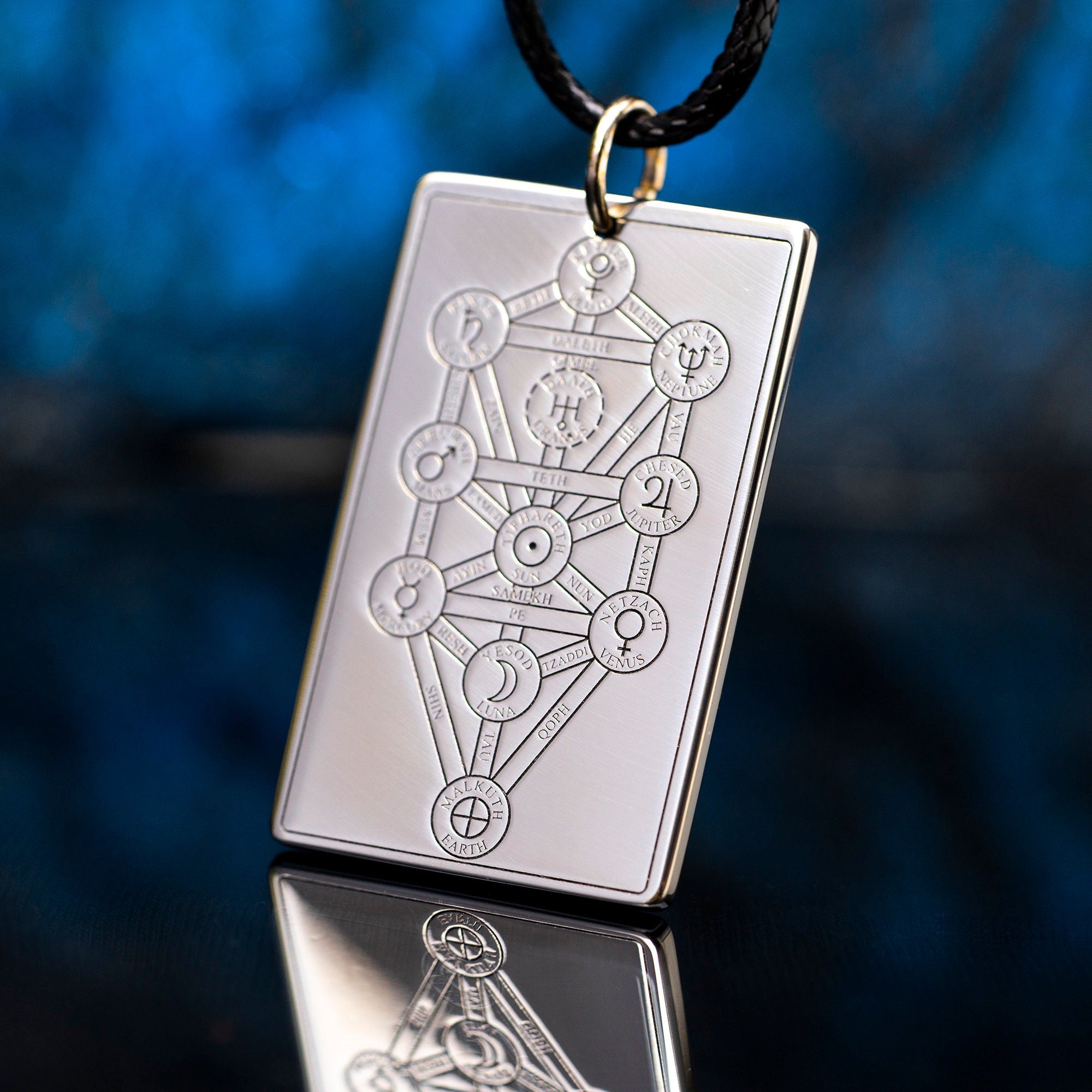 Sefirot Tree of Life Pendant: Kabbalah Amulet, Stainless Steel