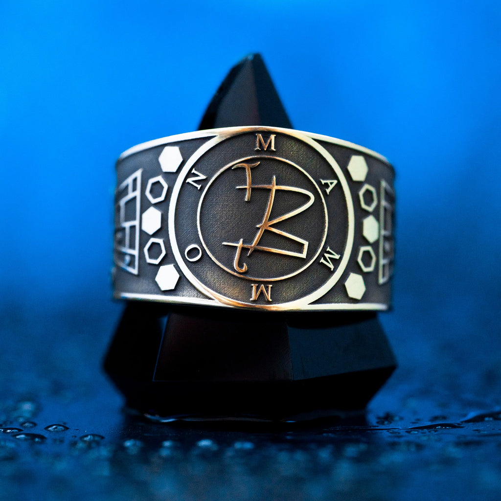 Mammon Spirit Ring: Adjustable Brass Occult Seal