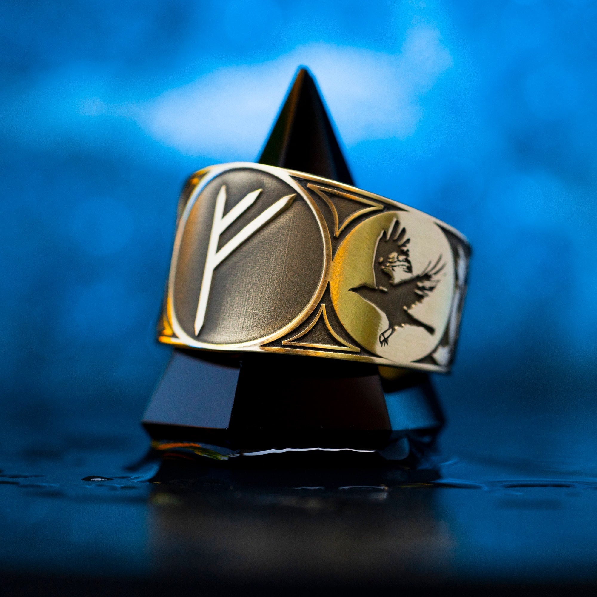 Rune Ring Huginn and Muninn viking ring North Celtic amulet talisman occult magic adjustable ring