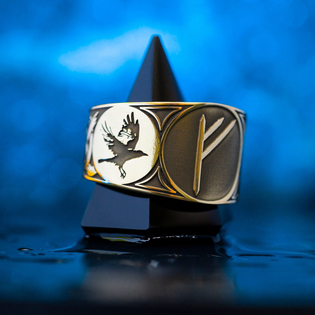 Rune Ring Huginn and Muninn viking ring North Celtic amulet talisman occult magic adjustable ring