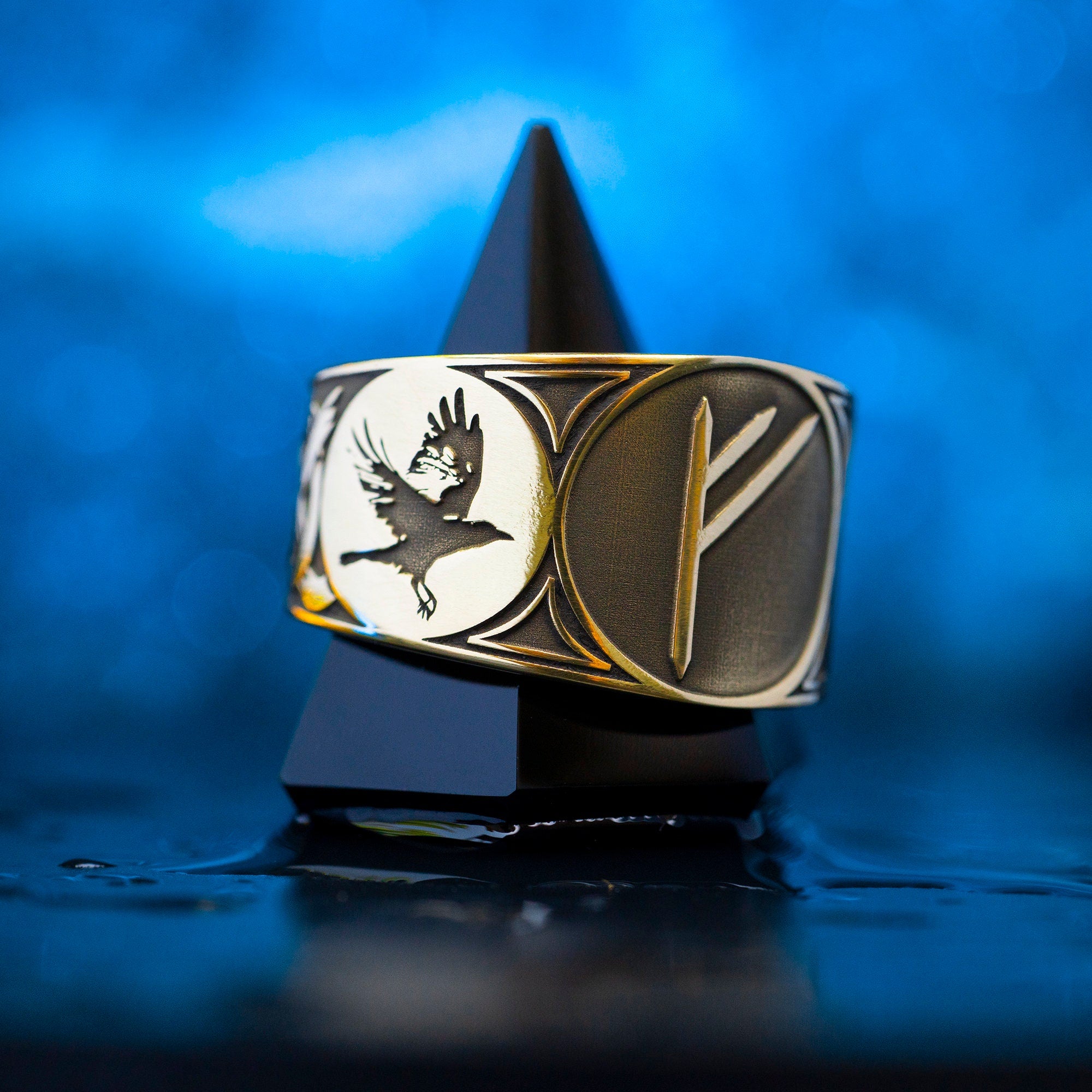 Rune Ring Huginn and Muninn viking ring North Celtic amulet talisman occult magic adjustable ring