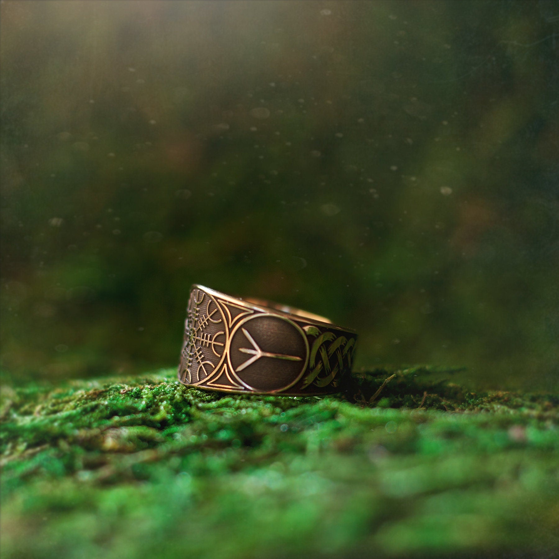 Viking The Helm of Awe Rune adjustable ring North Celtic amulet talisman occult magic