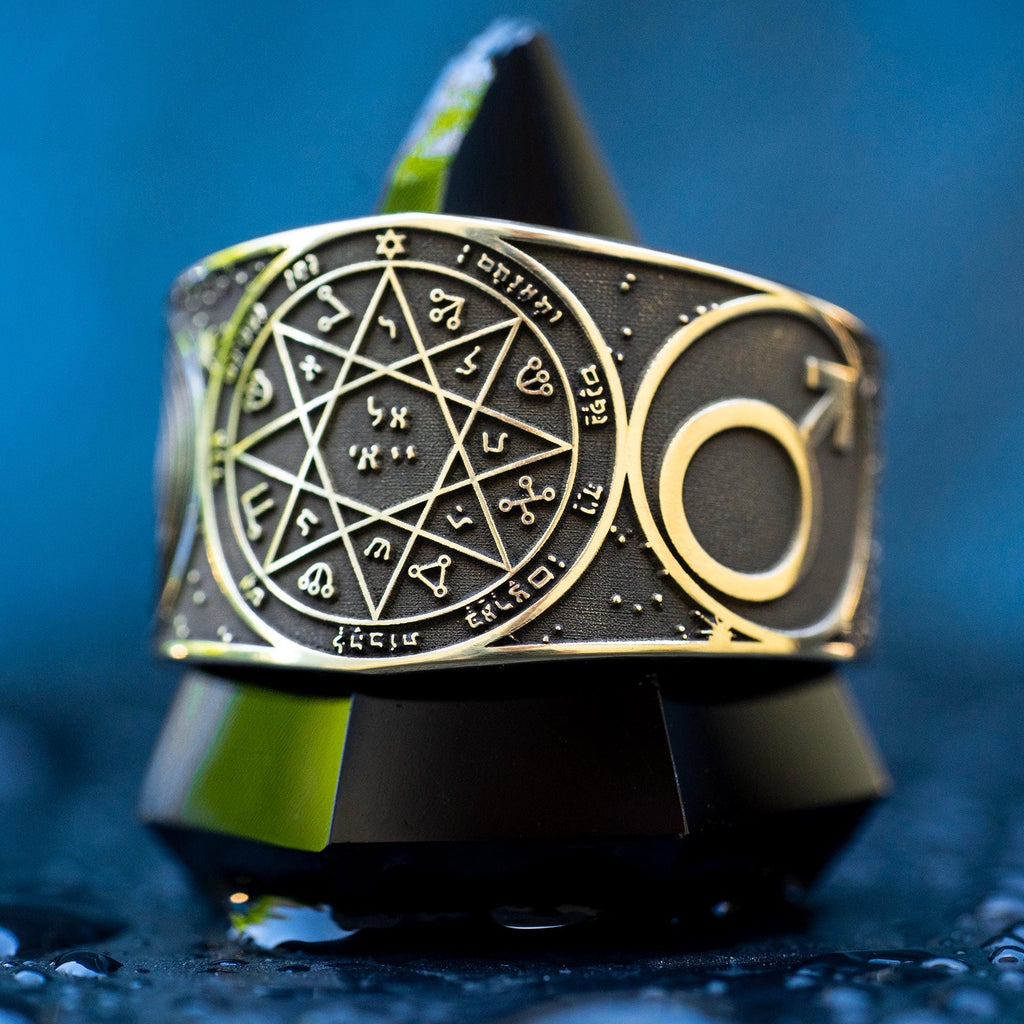 Goetia Seventh Pentacle of Mars Ring: Kabbalah Seal of Solomon Amulet