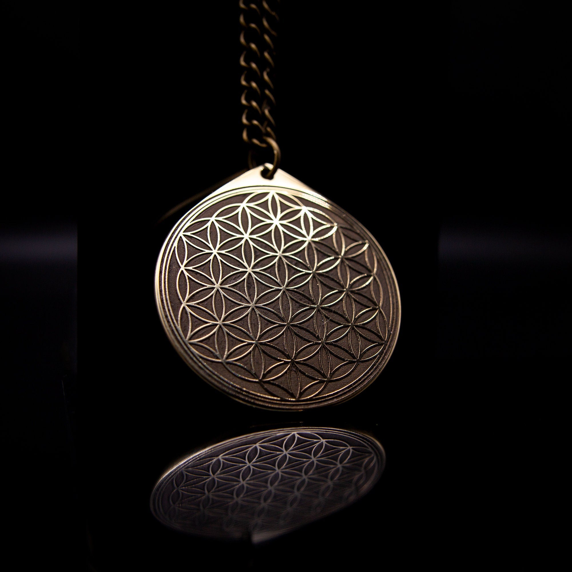 Flower of Life Brass Pendant: Goetia Kabbalah Amulet Talisman