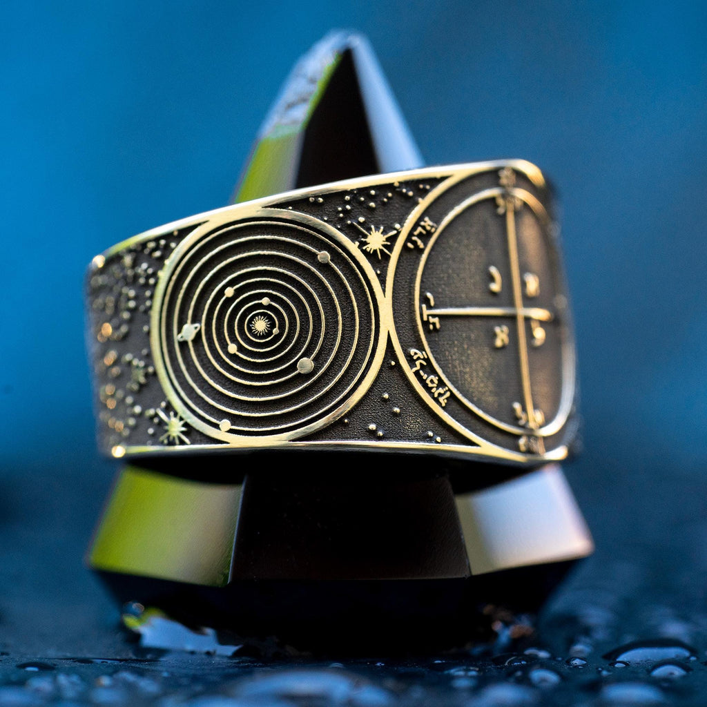 Goetia Fourth Pentacle of Mars Brass Ring: Kabbalah Seal of Solomon Amulet