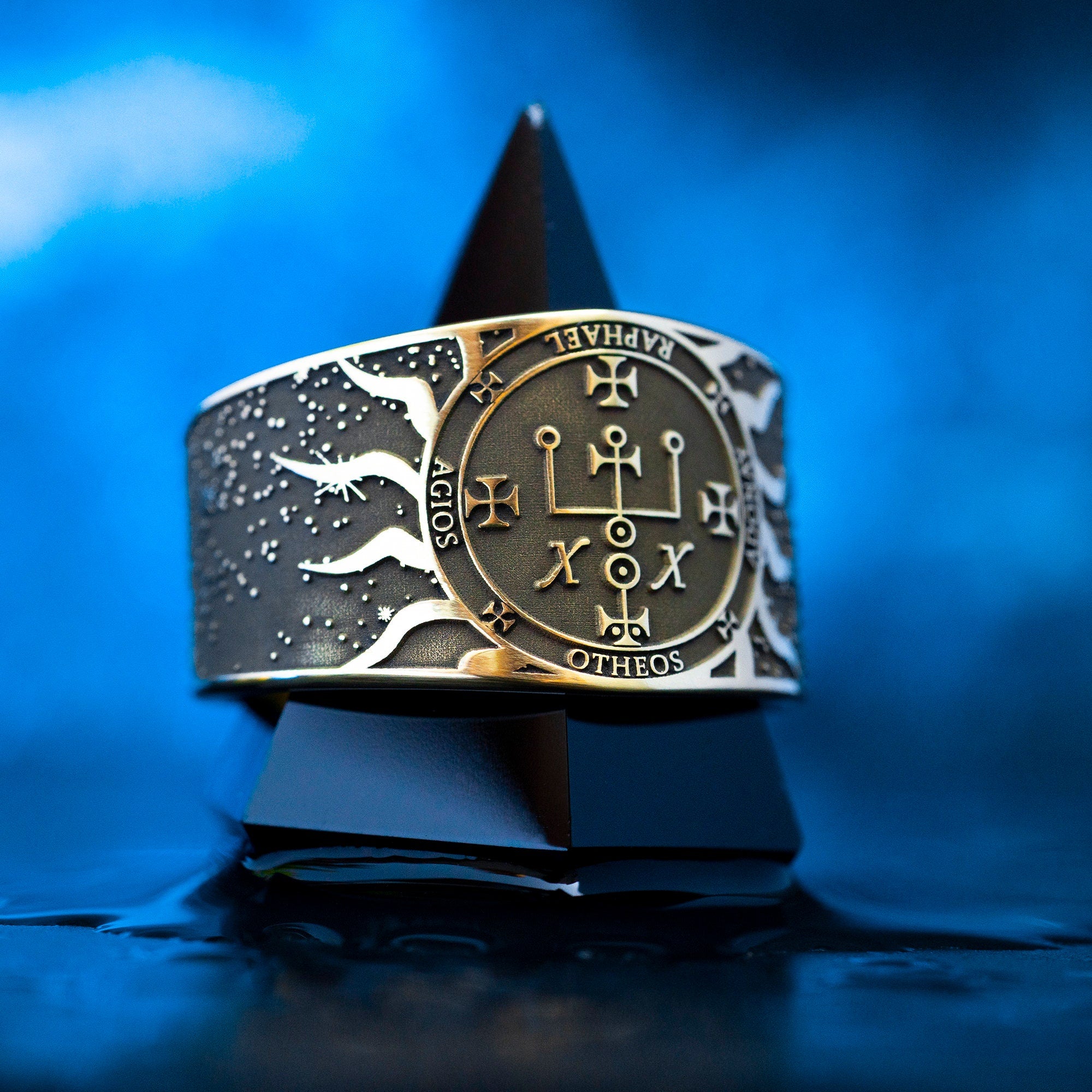 Archangel Raphael Seal Ring: Spirit of Divine Knowledge, Solomon Goetia Kabbalah Amulet