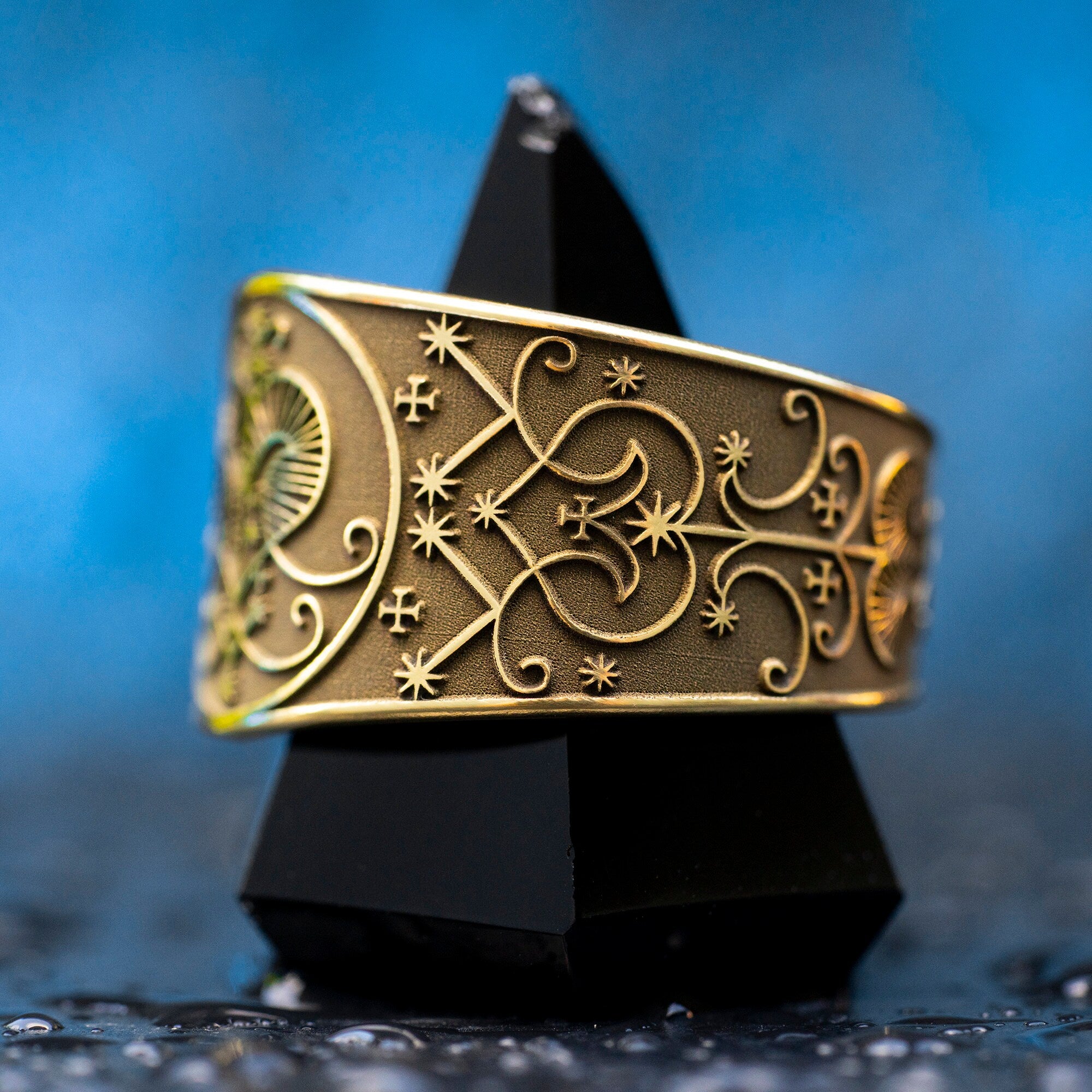 Oshun Ring: Goddess of Love and Prosperity, Yoruba Orisha Jewelry, Veve Voodoo Talisman