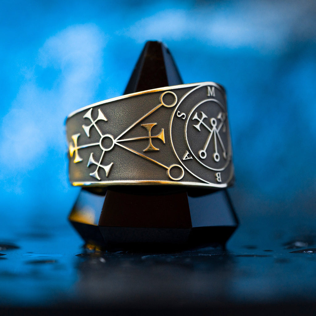 Marbas Seal Ring: Adjustable Brass Occult Jewelry