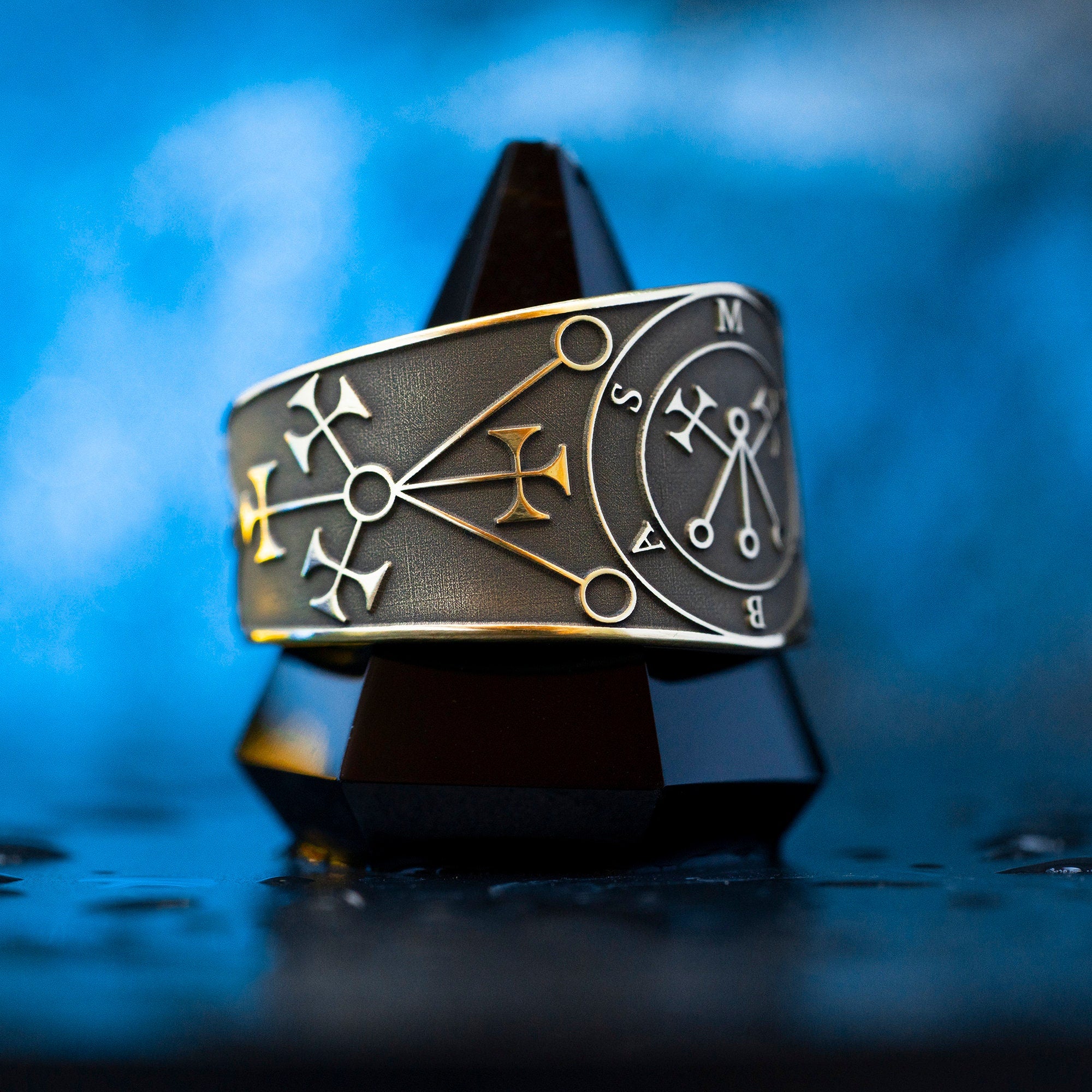 Marbas Seal Ring: Adjustable Brass Occult Jewelry