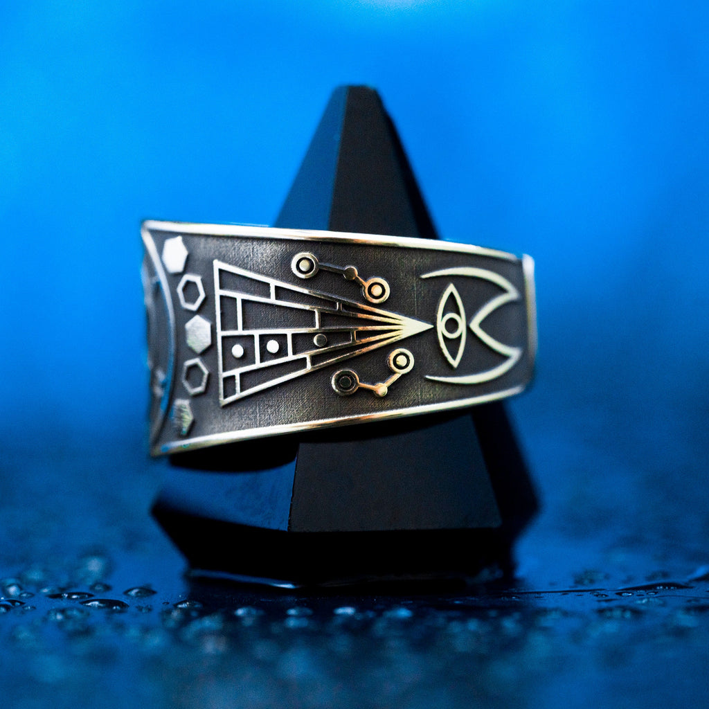 Mammon Spirit Ring: Adjustable Brass Occult Seal