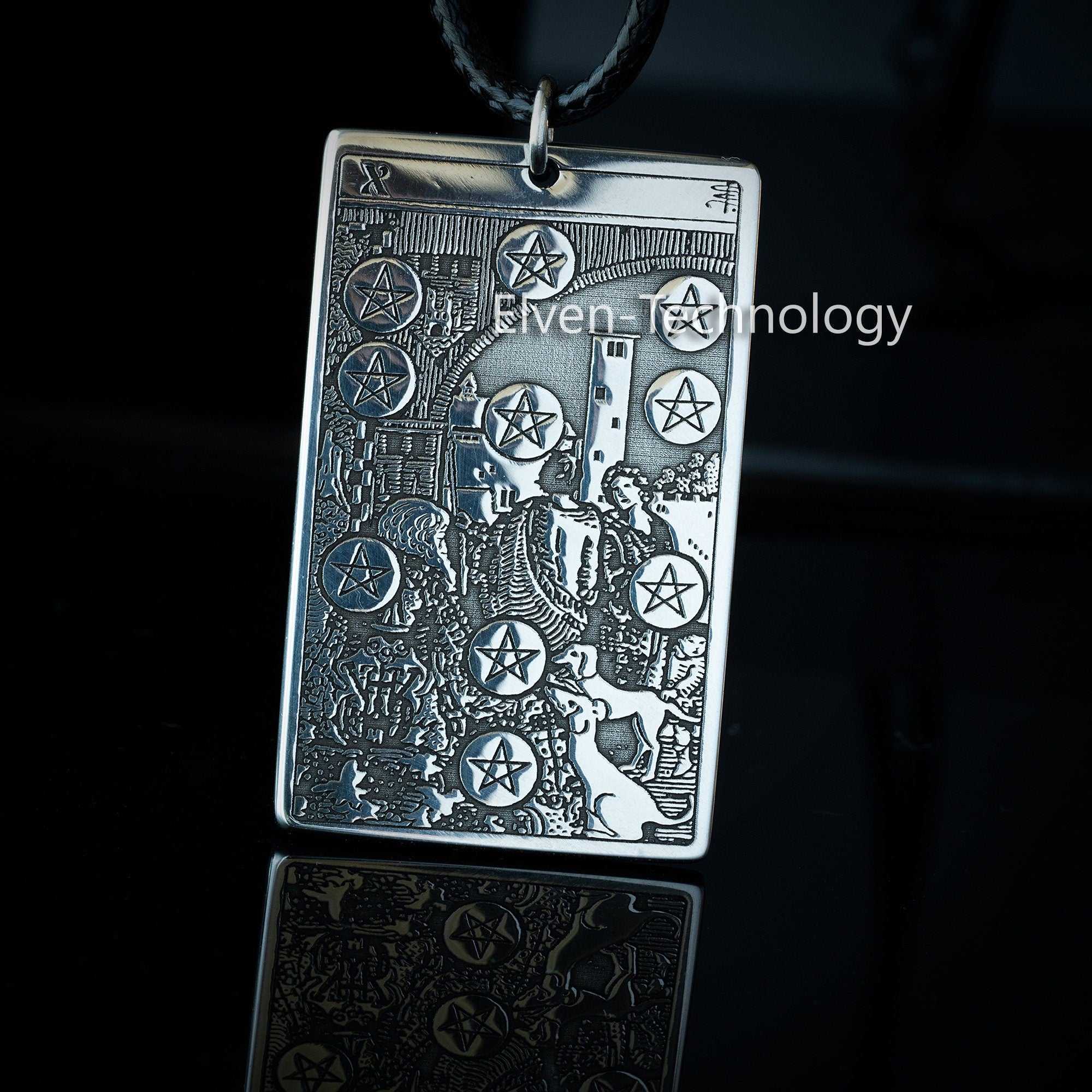 Ten of Pentacles Tarot Card Pendant: High Arcana Occult Amulet