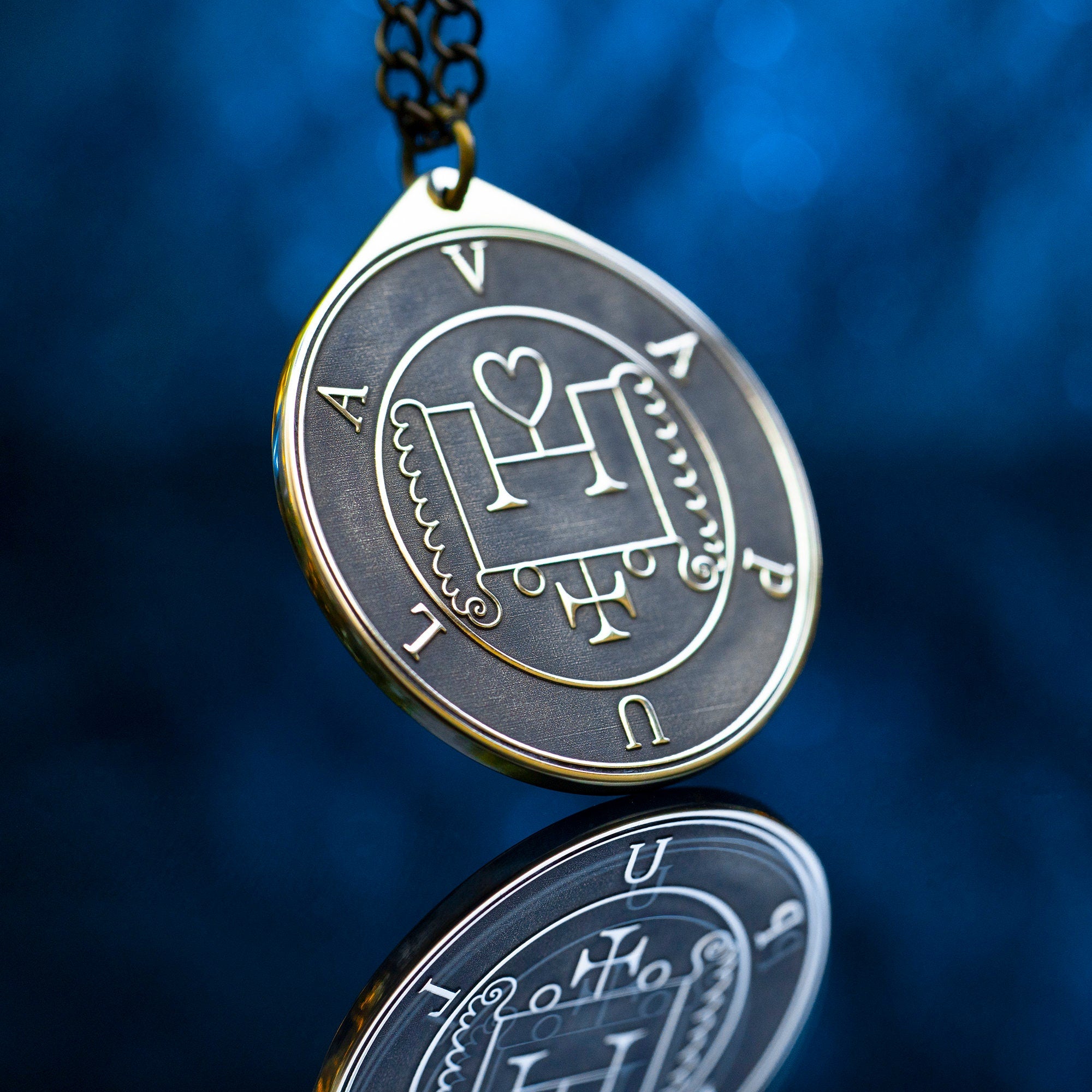 Duke Vapula Brass Pendant: Lesser Key of Solomon Seal Amulet