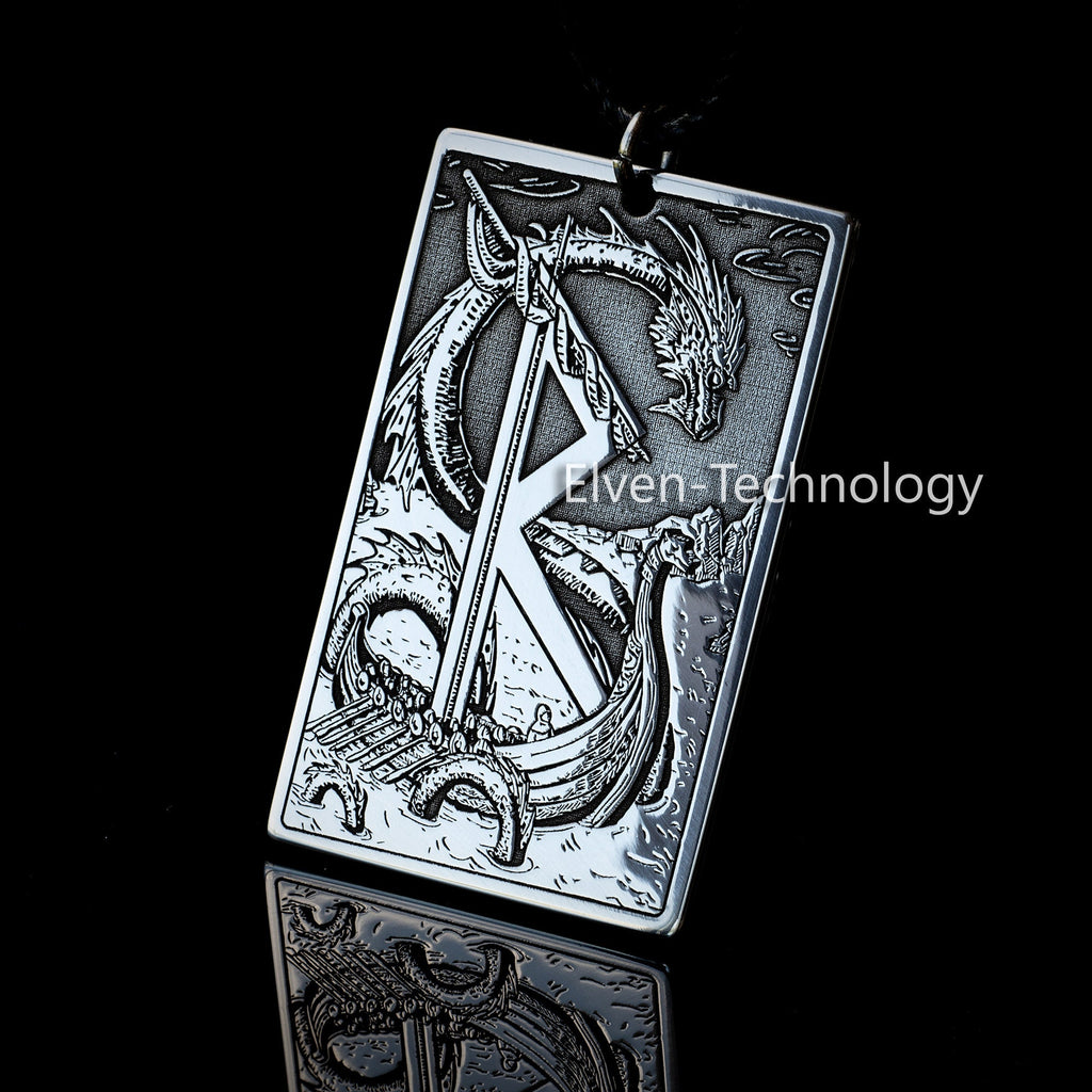 Raidho Rune The Journey of Life for Raw Physical Power Celtic Dragon Elder Futhark Rune viking magic amulet kabbalah pendant talisman