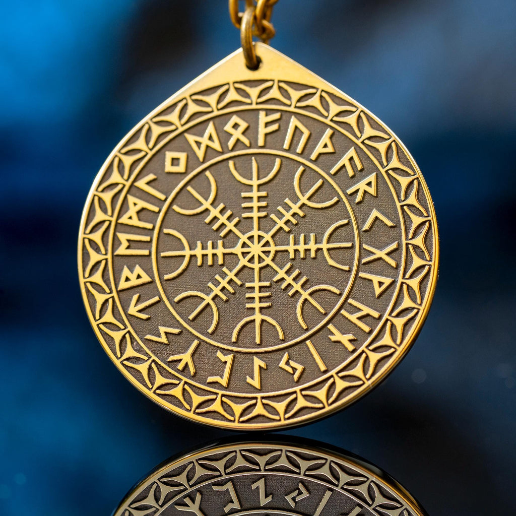 Viking The Helm of Awe Rune pendant in Wheel of Universe North Celtic amulet Elder Futhark talisman occult magic