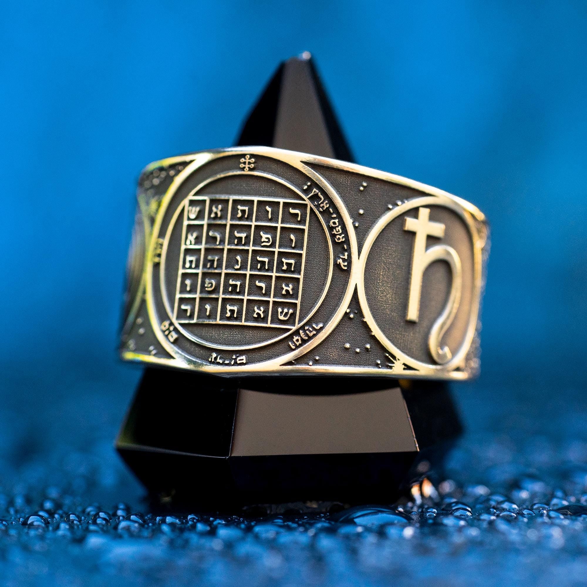 Goetia Second Pentacle of Saturn Ring: Kabbalah Solomon Seal Amulet