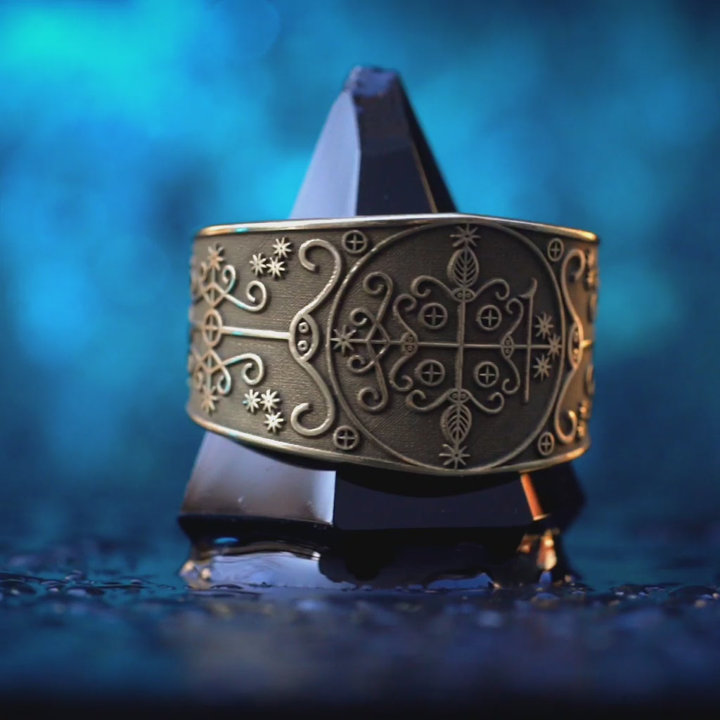 Papa Legba Ring: Keeper of Crossroads, Spirit of Gateway Wisdom, Vodou Saint Lazarus Amulet