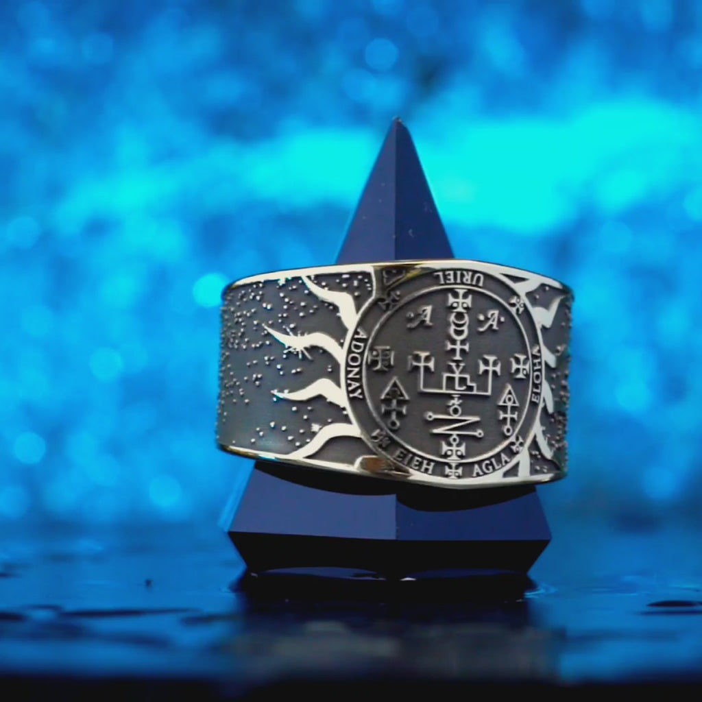 Archangel Uriel Ring: Angel of Wisdom, Fire, Light, Prophecy, Kabbalah Talisman